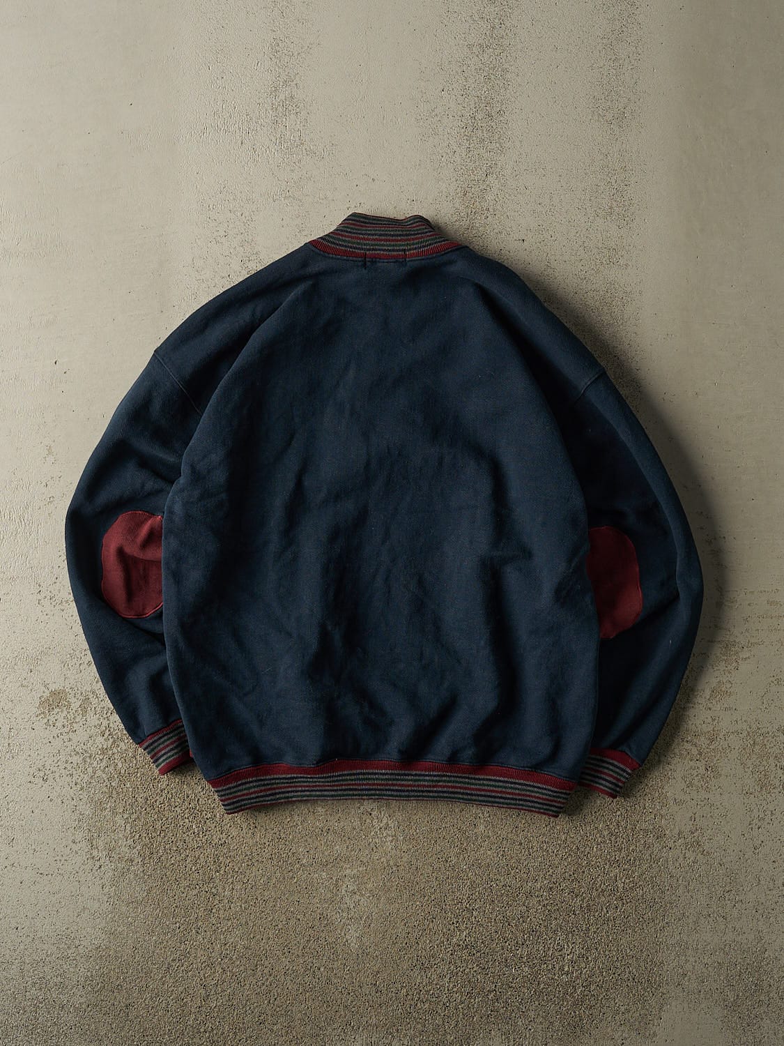 Vintage 90s Navy Blue Striped Quarter Zip Sweater (XL)
