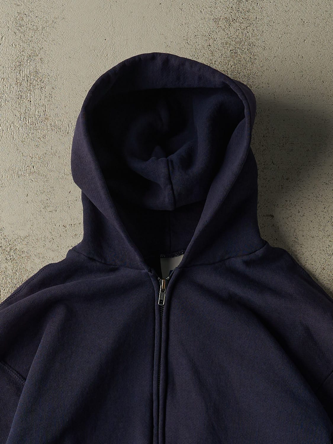 Vintage Y2K Navy Blue Russell Athletic Blank Zip Up Hoodie (M)