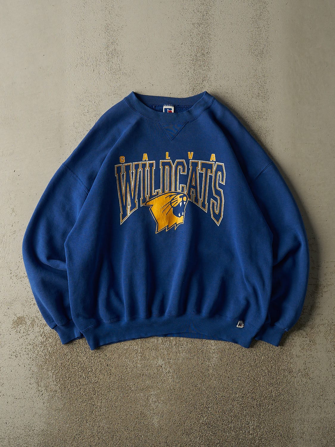 Vintage 90s Blue Russell Athletic Galva Wildcats Crewneck (XL/XXL)