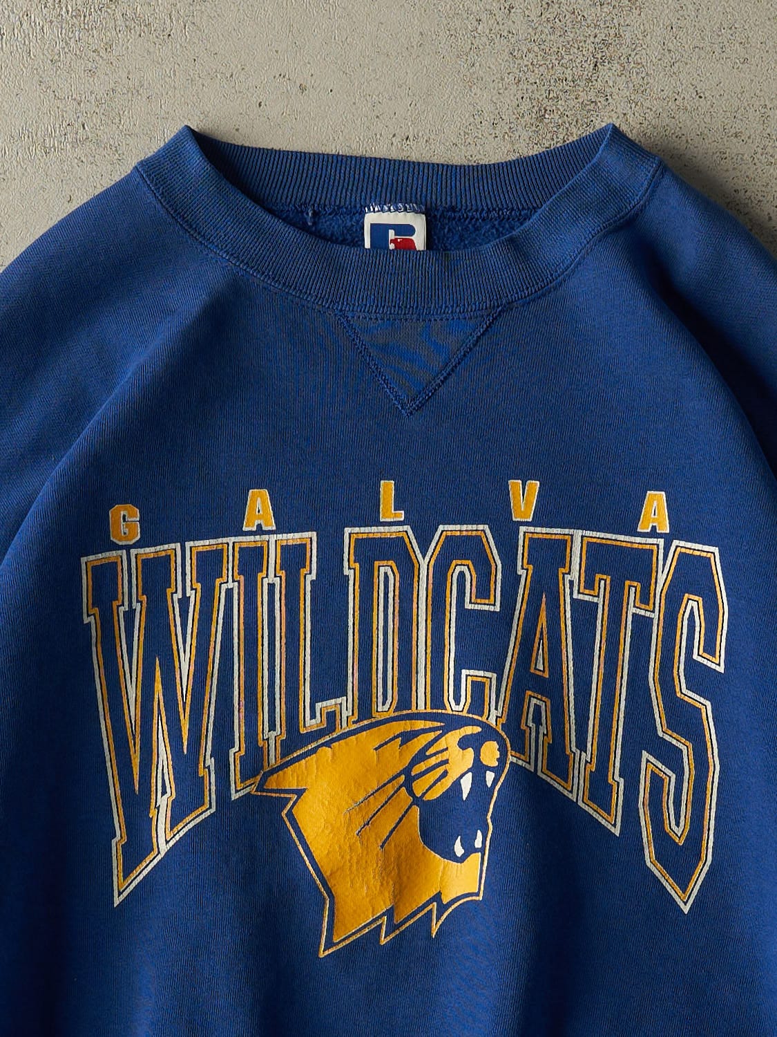 Vintage 90s Blue Russell Athletic Galva Wildcats Crewneck (XL/XXL)