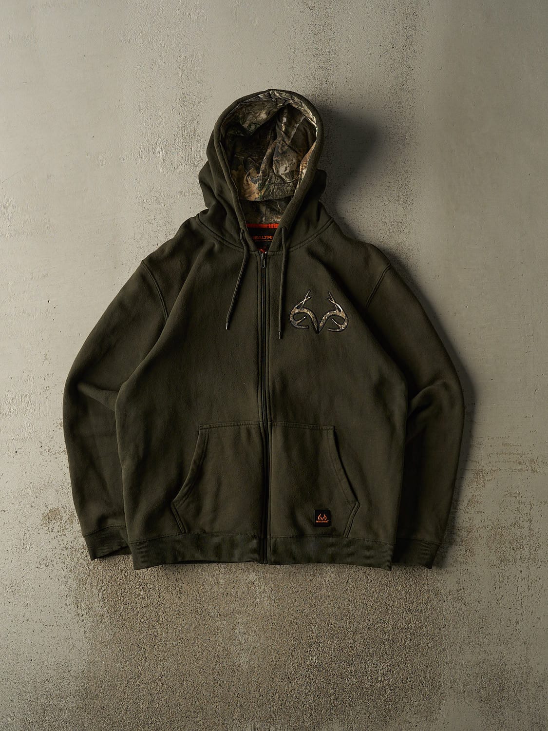 Vintage Y2K Green Realtree Embroidered Zip Up Hoodie (L/XL)