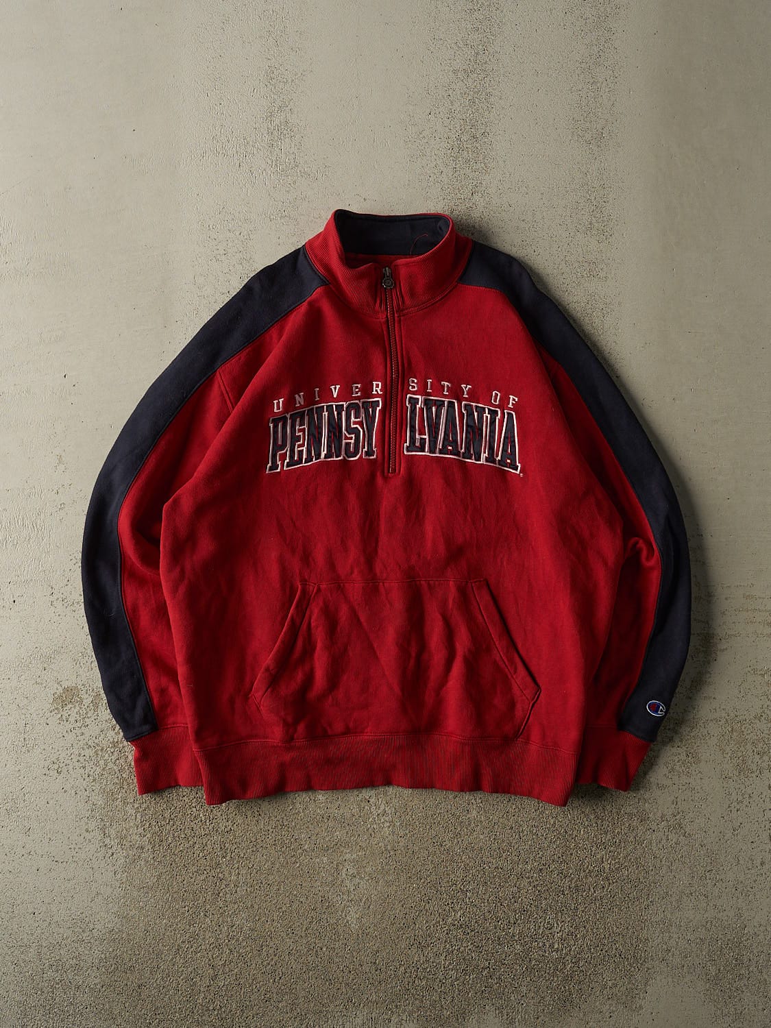 Vintage 90s Red Champion University of Pennsylvania Quarter Zip Crewneck (XL/XXL)