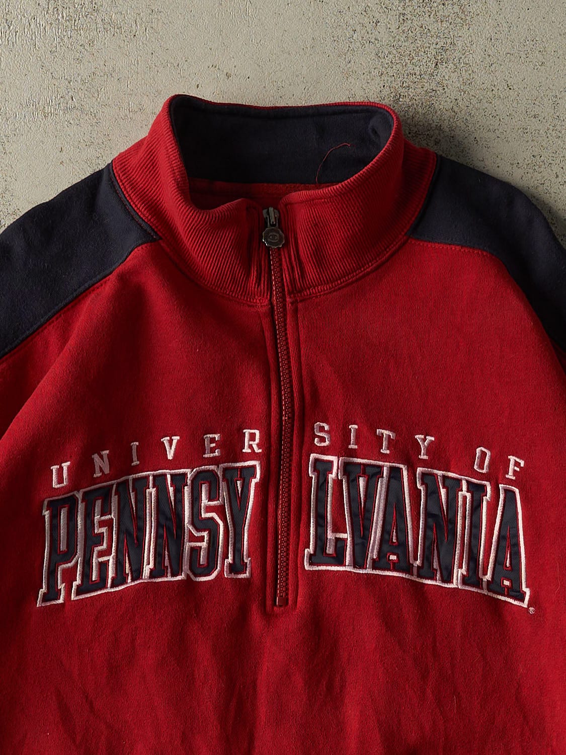 Vintage 90s Red Champion University of Pennsylvania Quarter Zip Crewneck (XL/XXL)