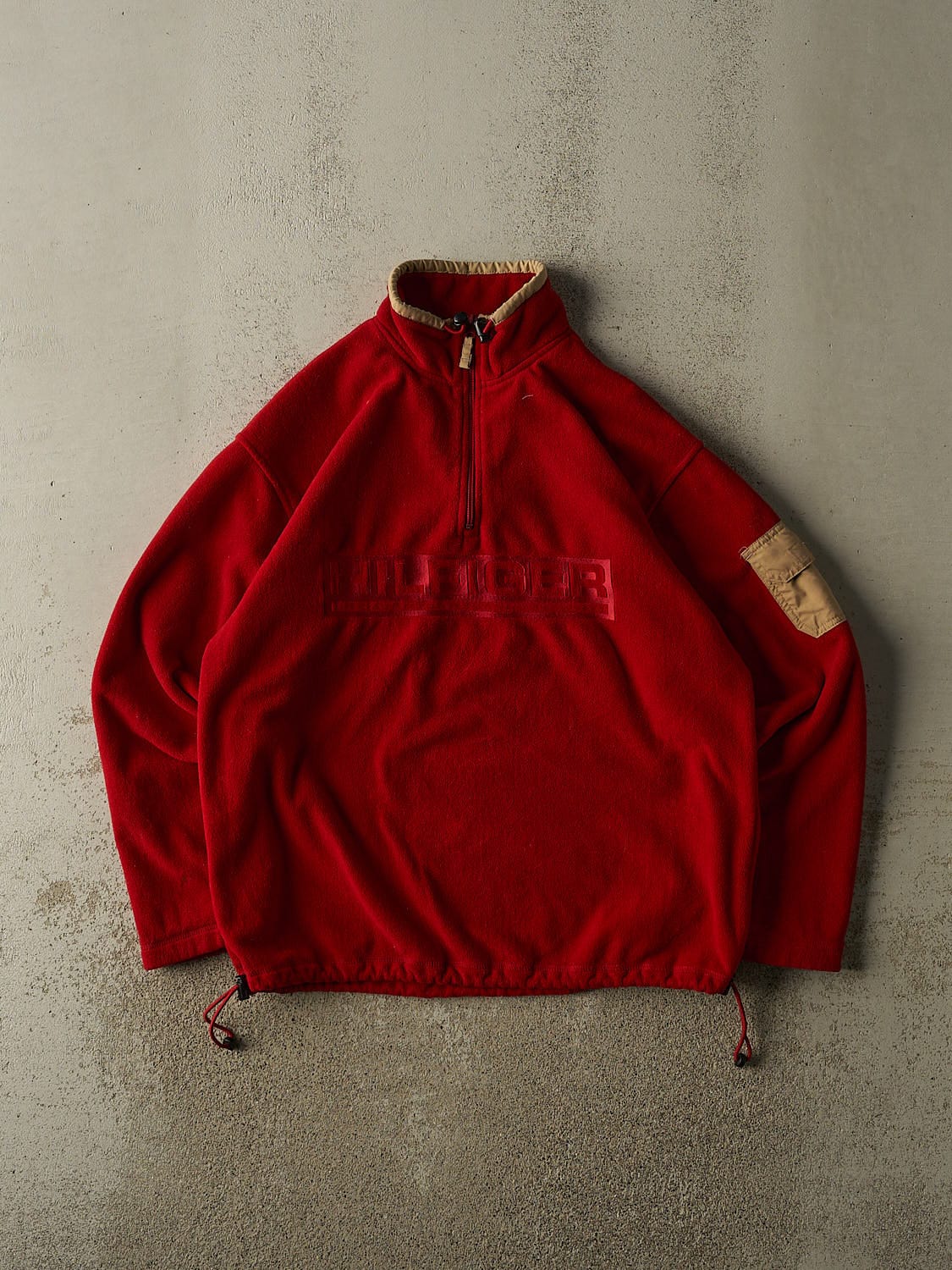 Vintage Y2K Red Tommy Hilfiger Quarter Zip Fleece (M/L)