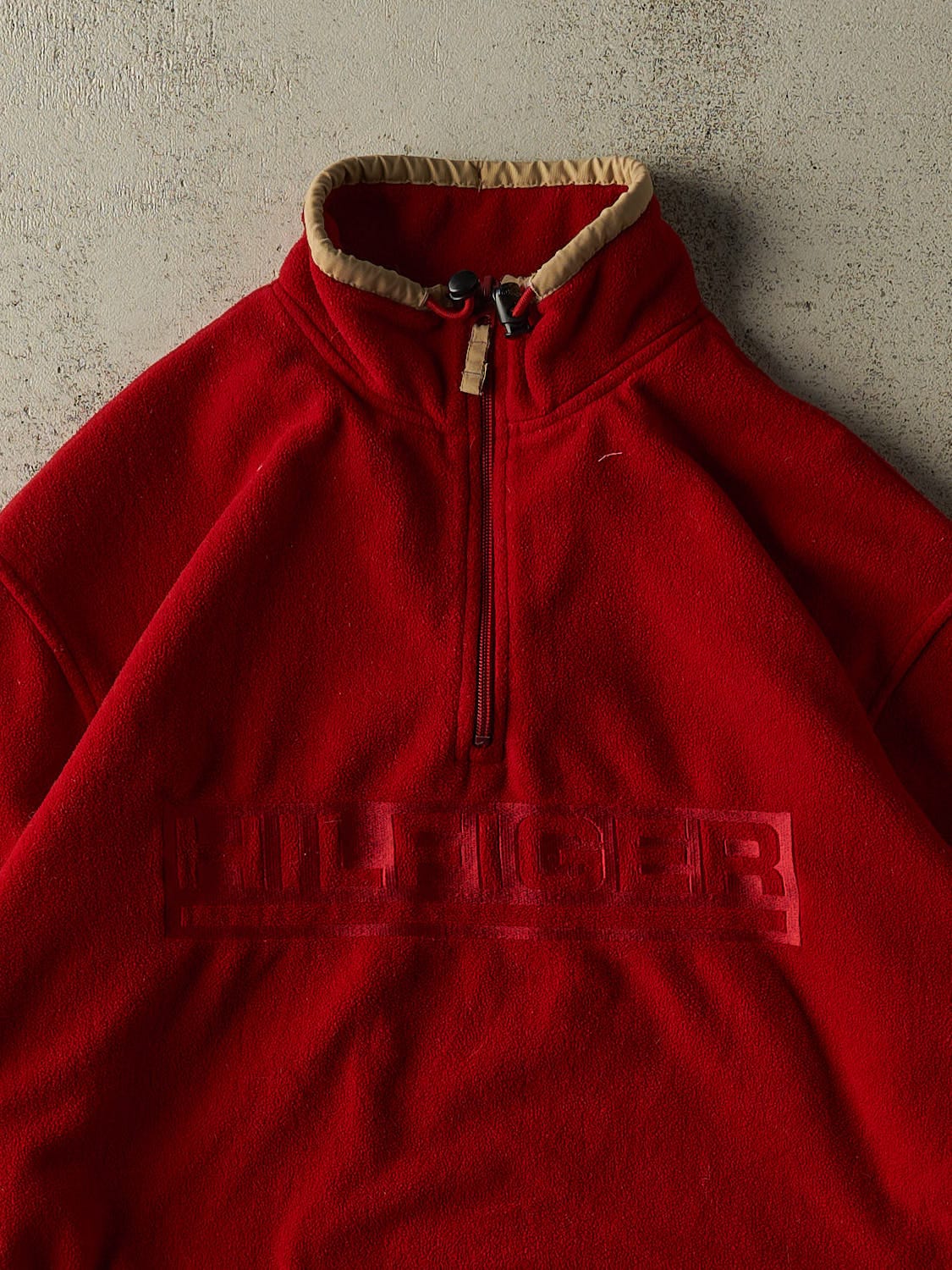 Vintage Y2K Red Tommy Hilfiger Quarter Zip Fleece (M/L)