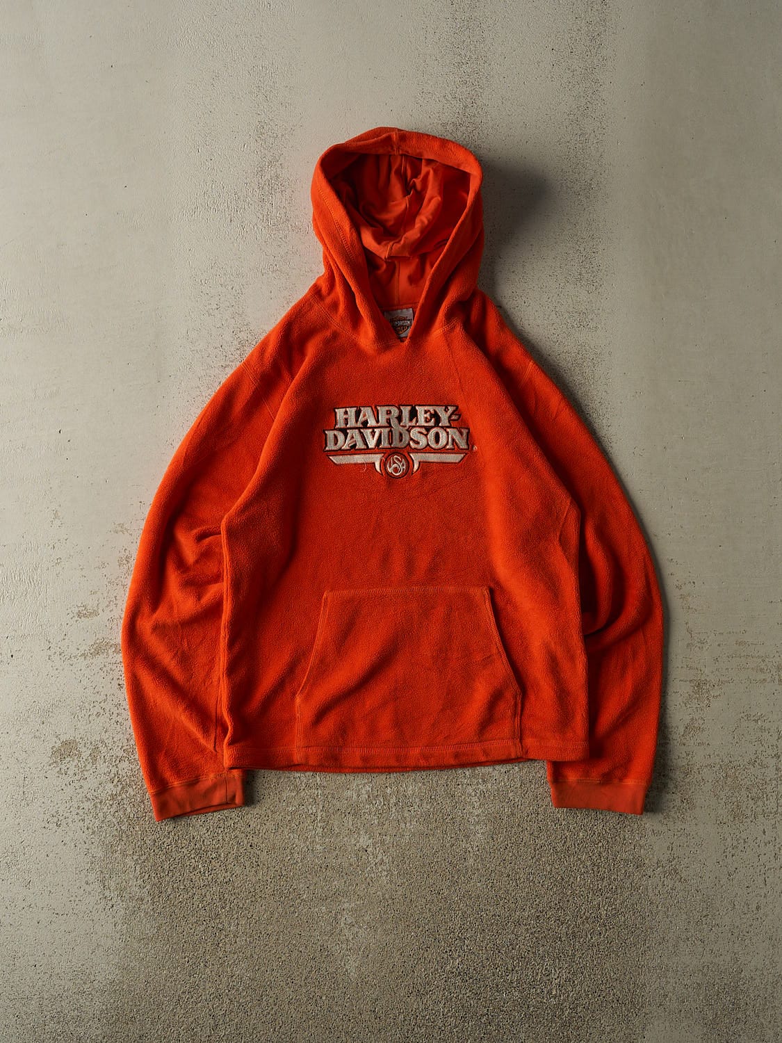 Vintage Y2K Orange Harley Davidson Fleece Hoodie (S/M)