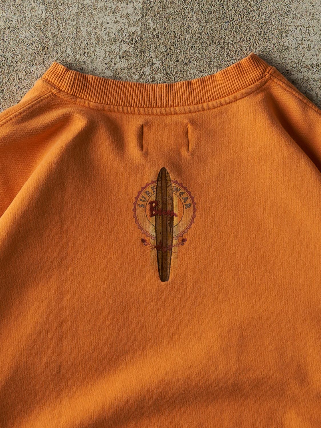 Vintage 90s Faded Orange BUM Equipment Surf Wear Crewneck (L/XL)