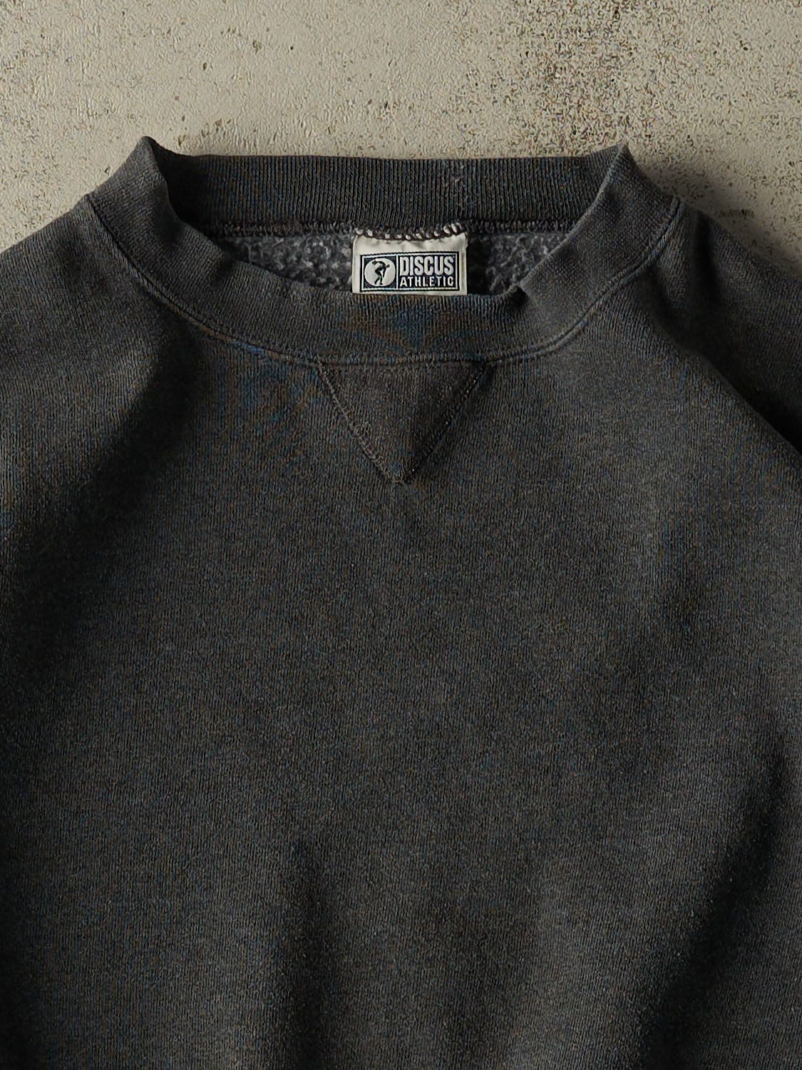 Vintage 90s Charcoal Grey Discus Athletic Blank Crewneck (L)