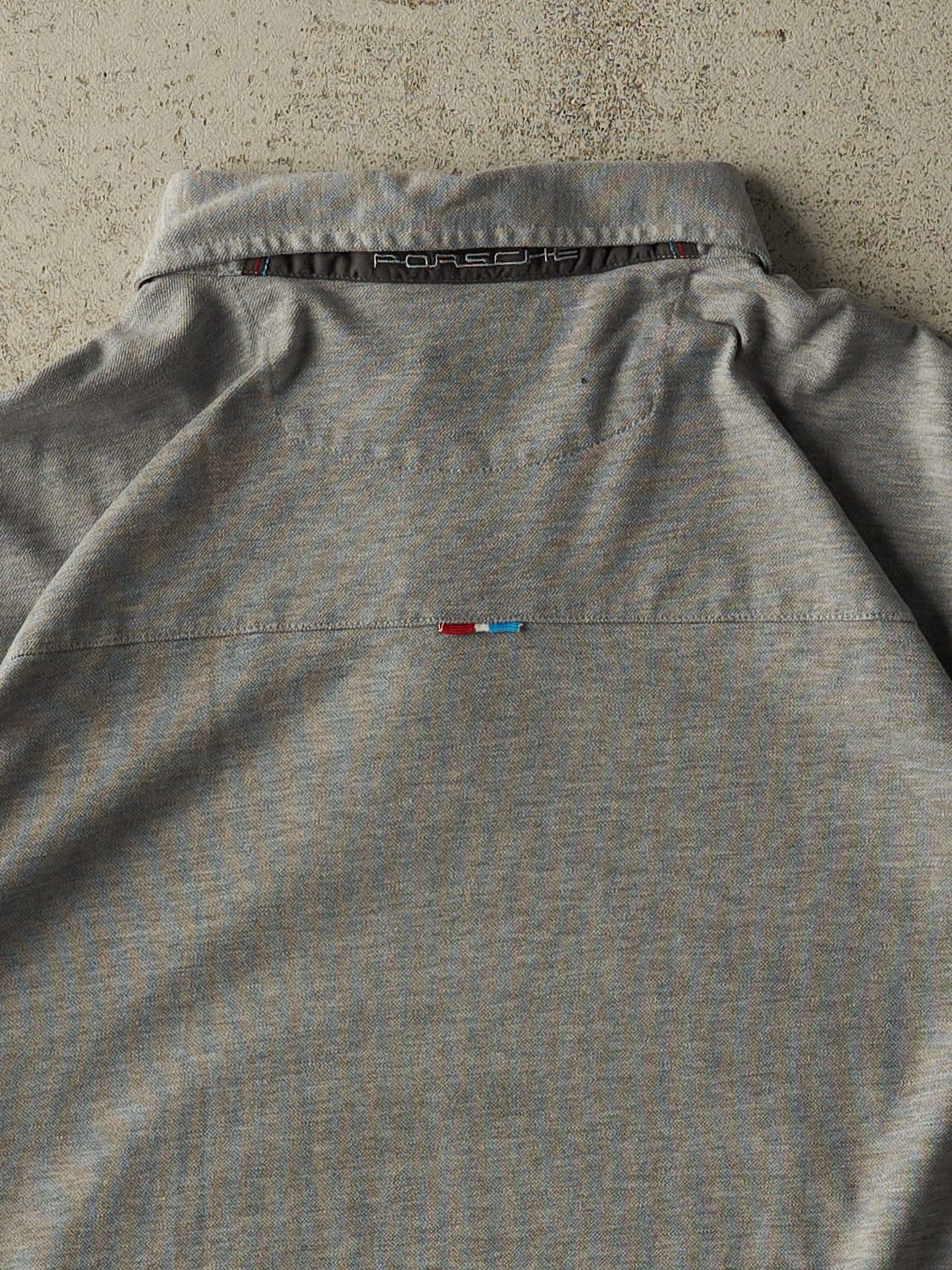 Vintage Y2K Grey Porsche Quarter Button Tee (XL)