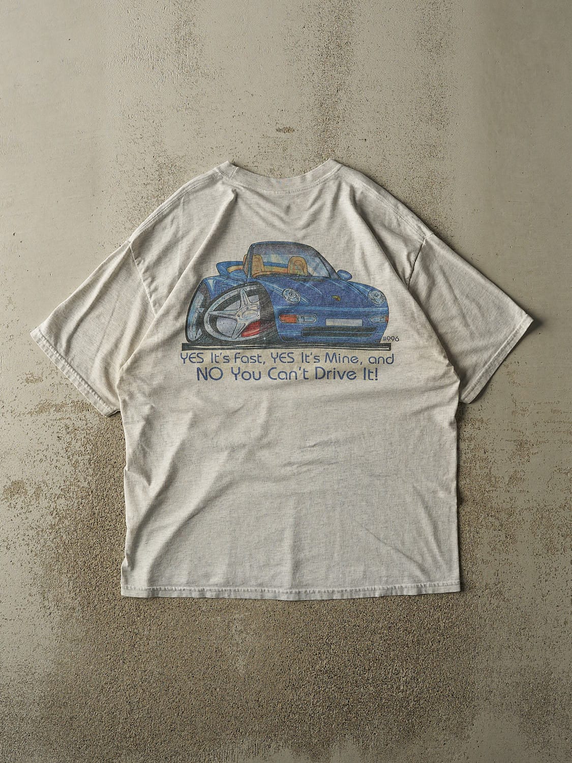 Vintage 90s Grey Porsche "No You Can't Drive It" Tee (L/XL)