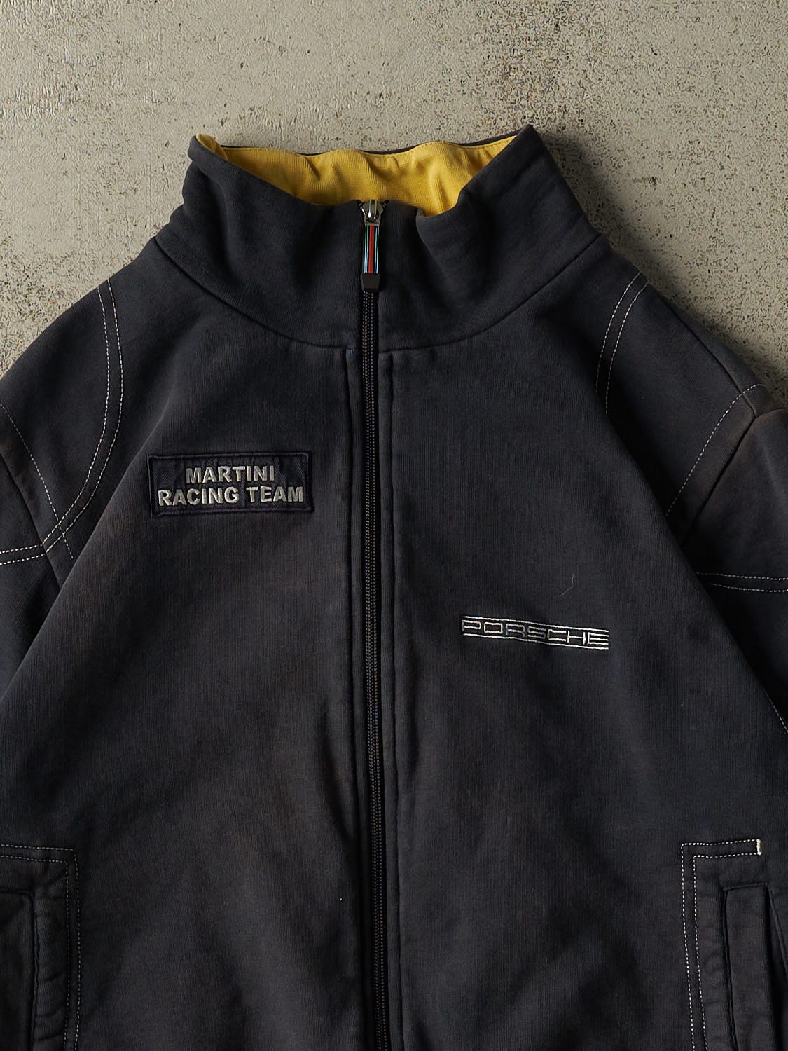 Vintage Y2K Navy Porsche Martini Racing Zip Up Sweater (S/M)