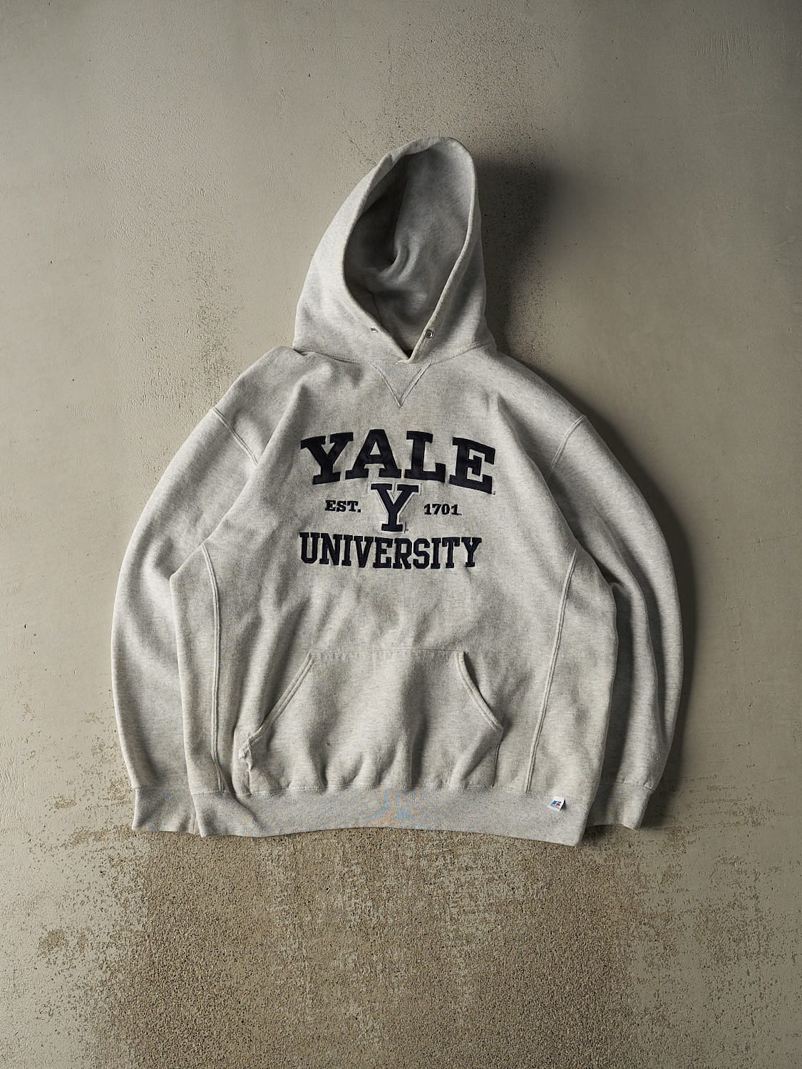 Vintage 90s Heather Grey Russell Athletic Yale University Hoodie (XL/XXL)