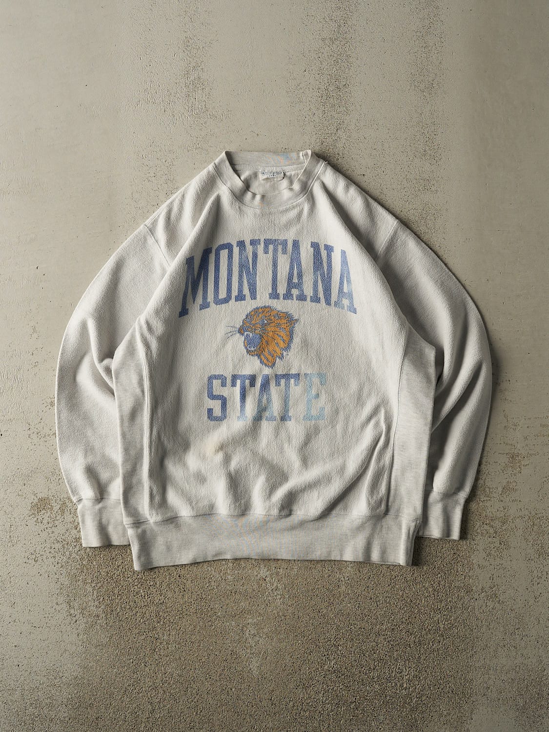 Vintage 90s Heather Grey Champion Reverse Weave Montana State Inside Out Crewneck (L/XL)