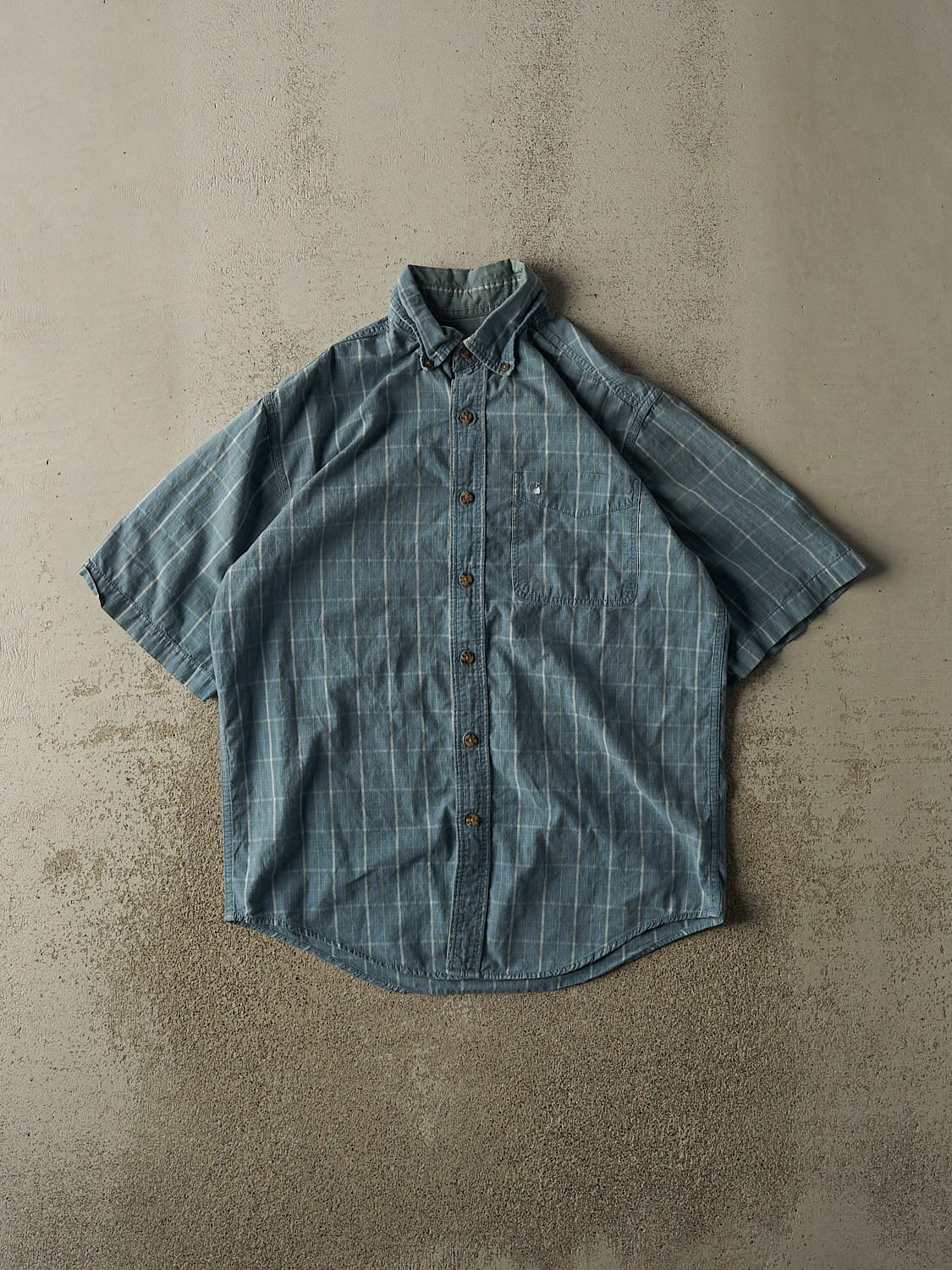 Vintage 90s Blue Carhartt Button Up Tee (L/XL)