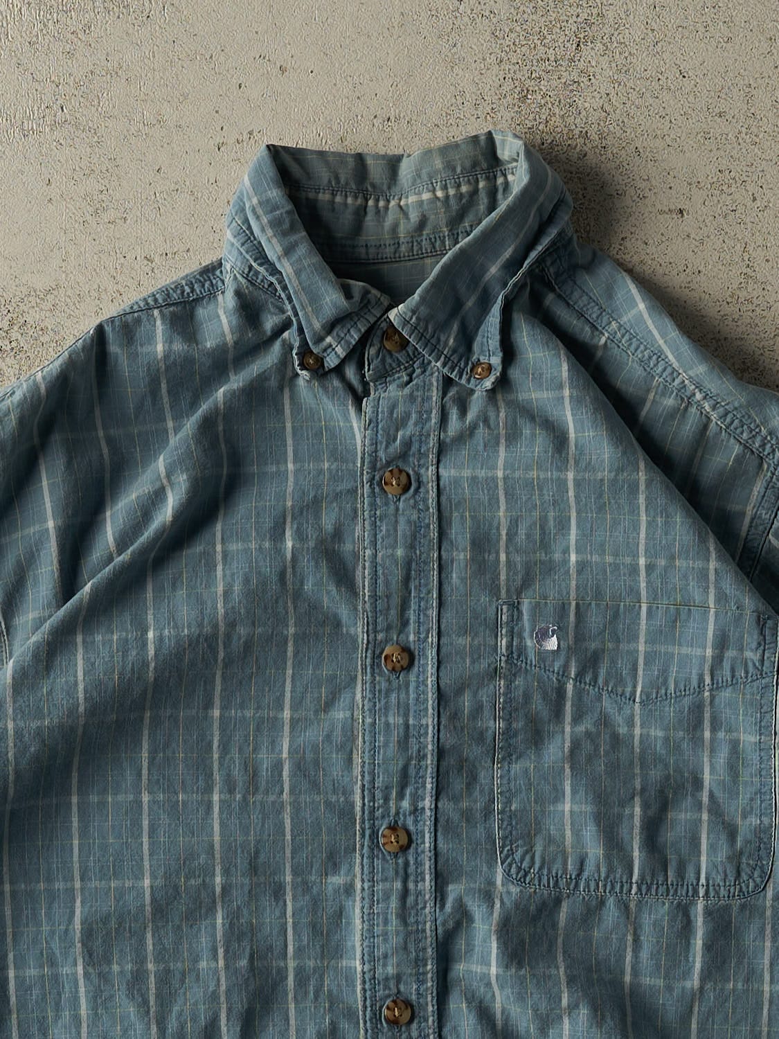Vintage 90s Blue Carhartt Button Up Tee (L/XL)