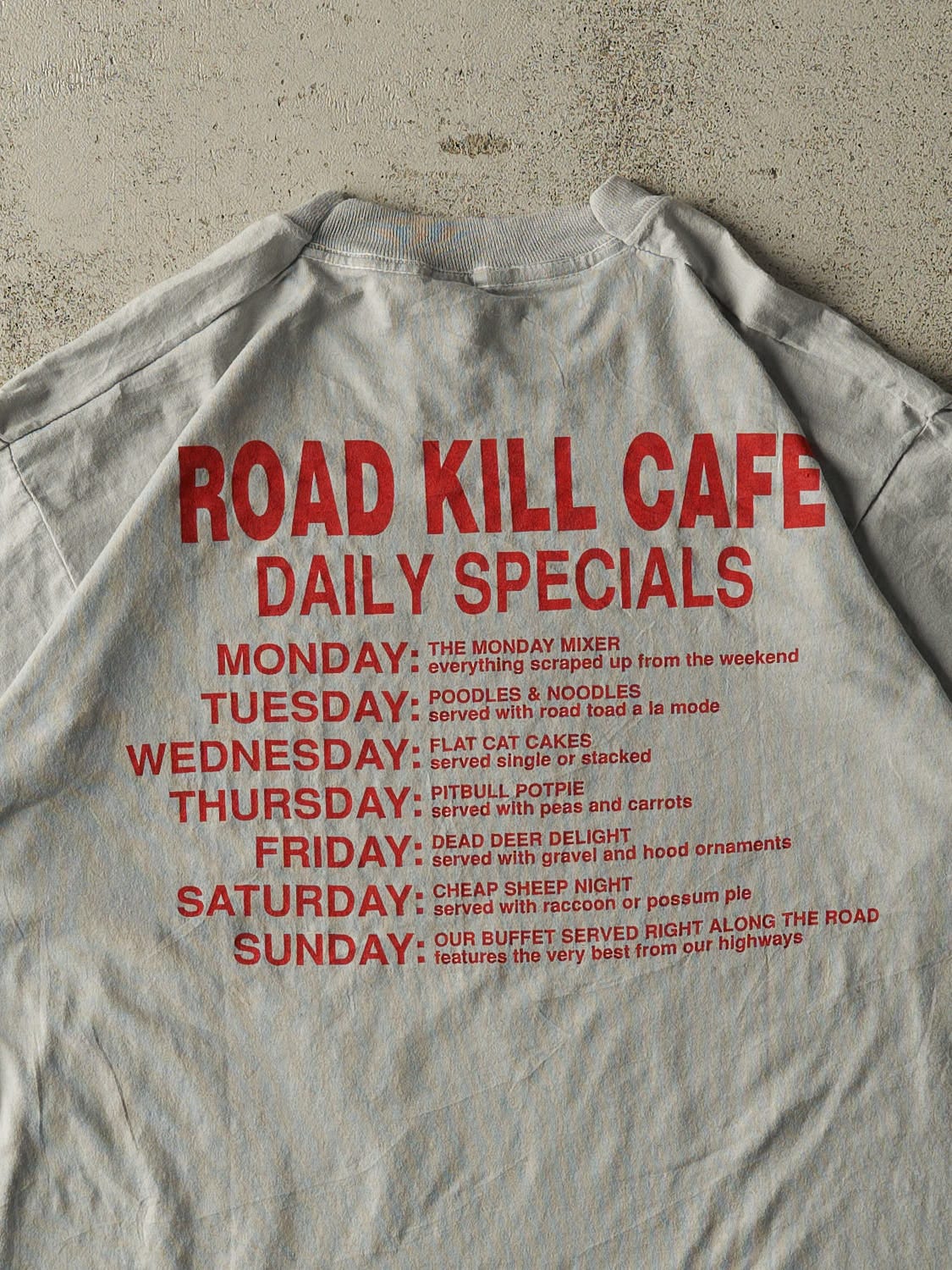 Vintage 80s Baby Blue Road Kill Cafe Tee (S/M)