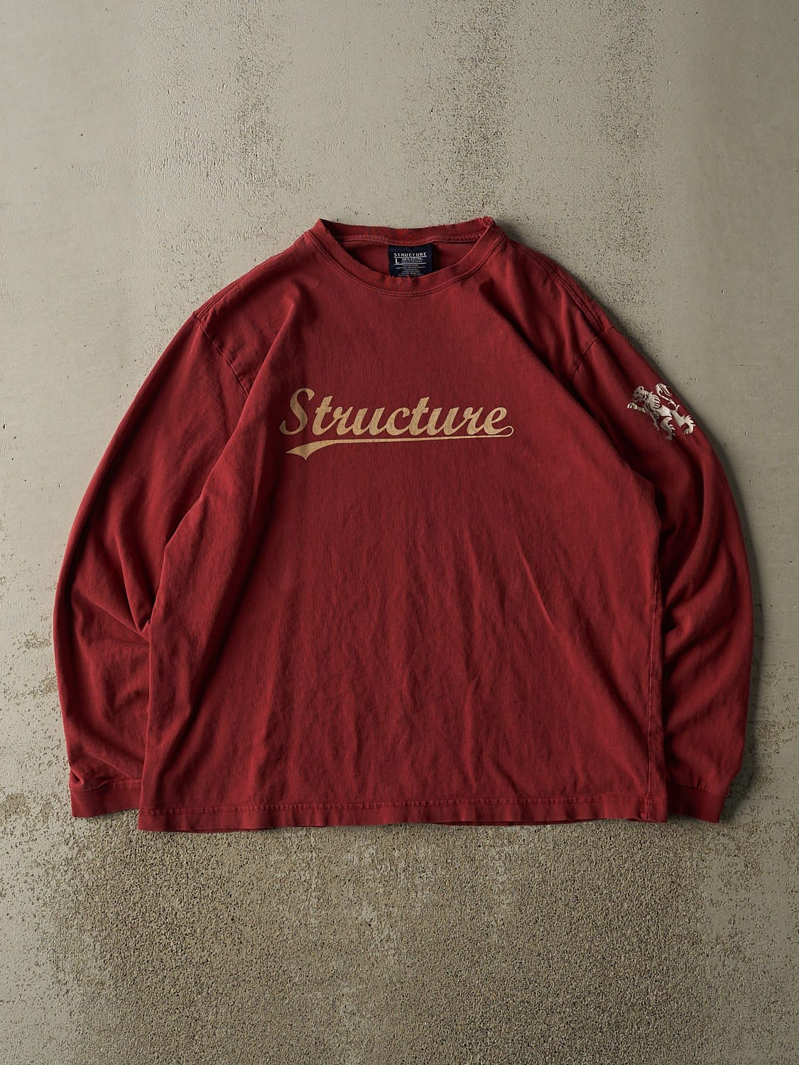 Vintage 90s Burgundy Structure Long Sleeve (L/XL)