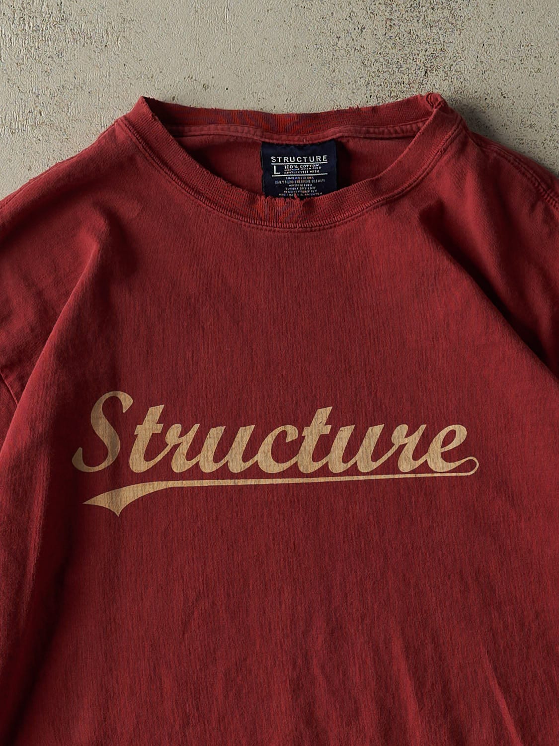 Vintage 90s Burgundy Structure Long Sleeve (L/XL)