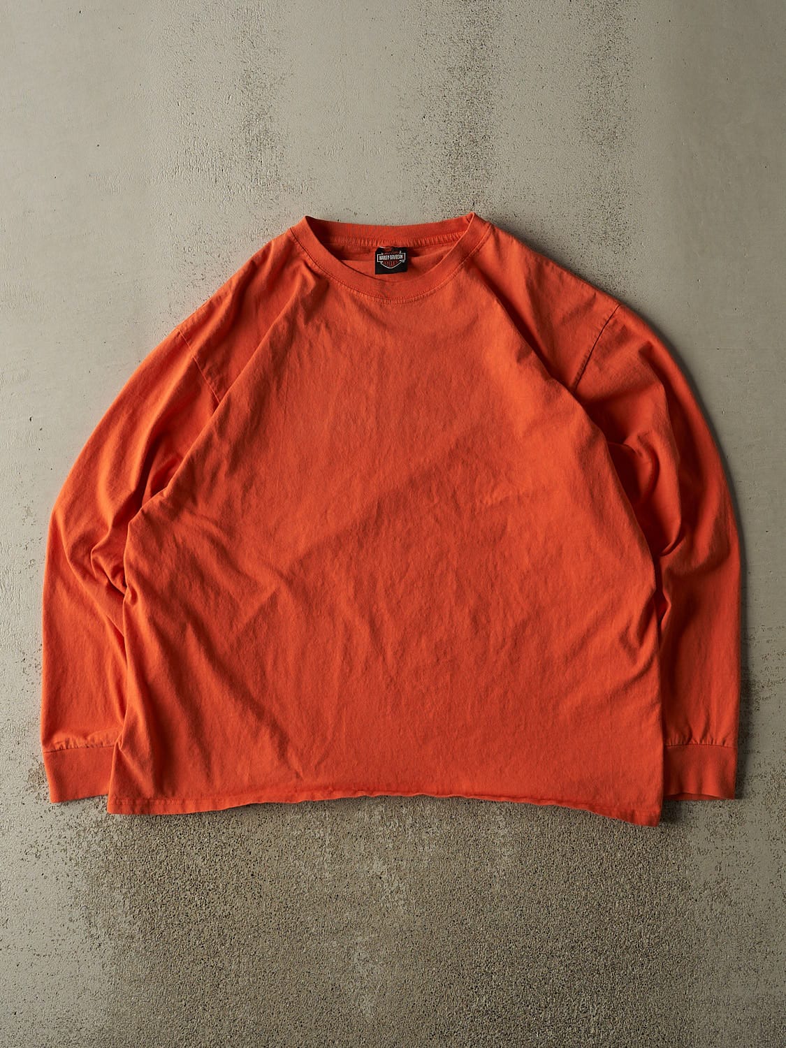 Vintage 90s Orange Harley Davidson Blank Long Sleeve (XXL)