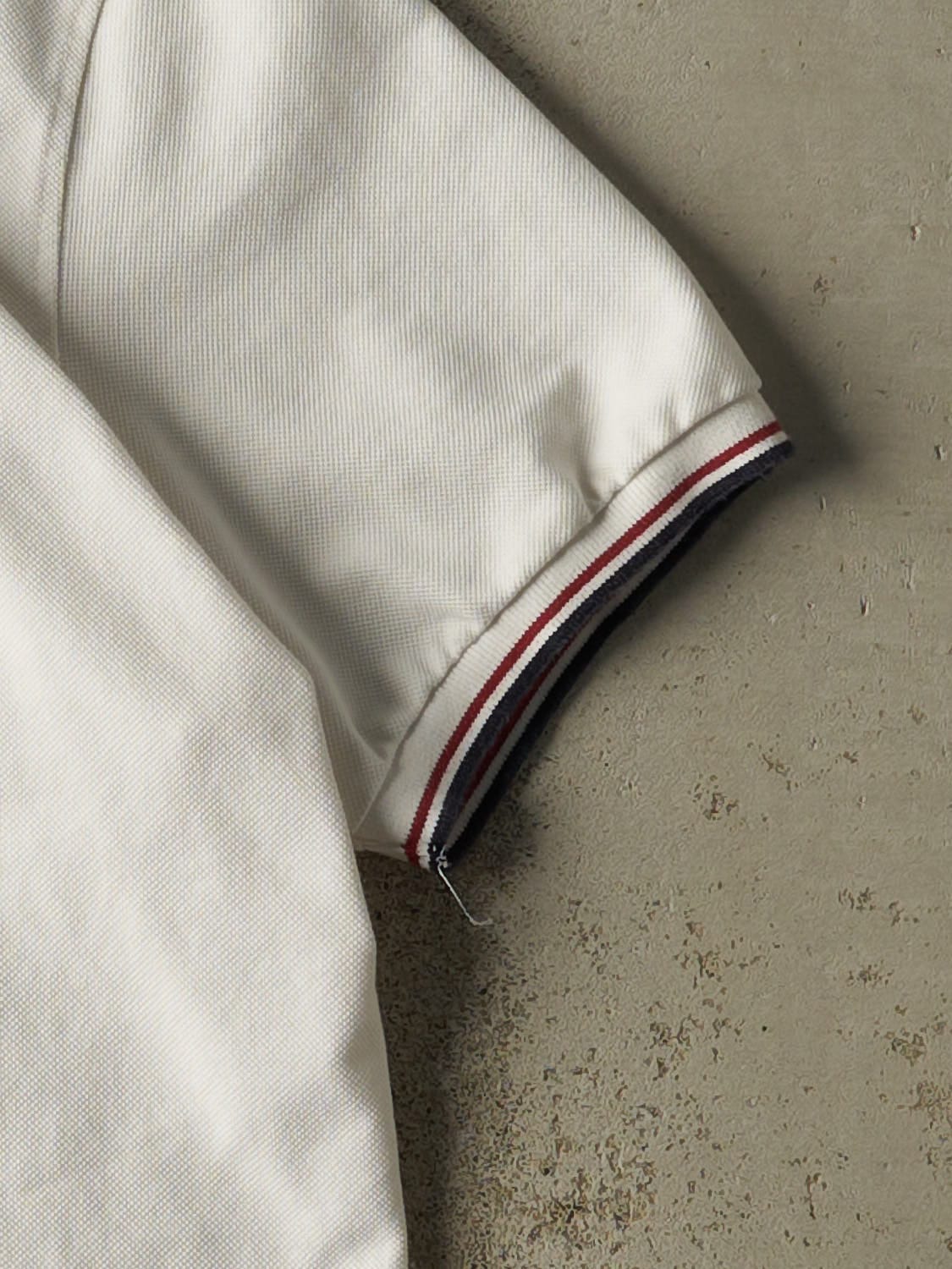 Vintage Y2K White Porsche Embroidered Quarter Button Tee (L)