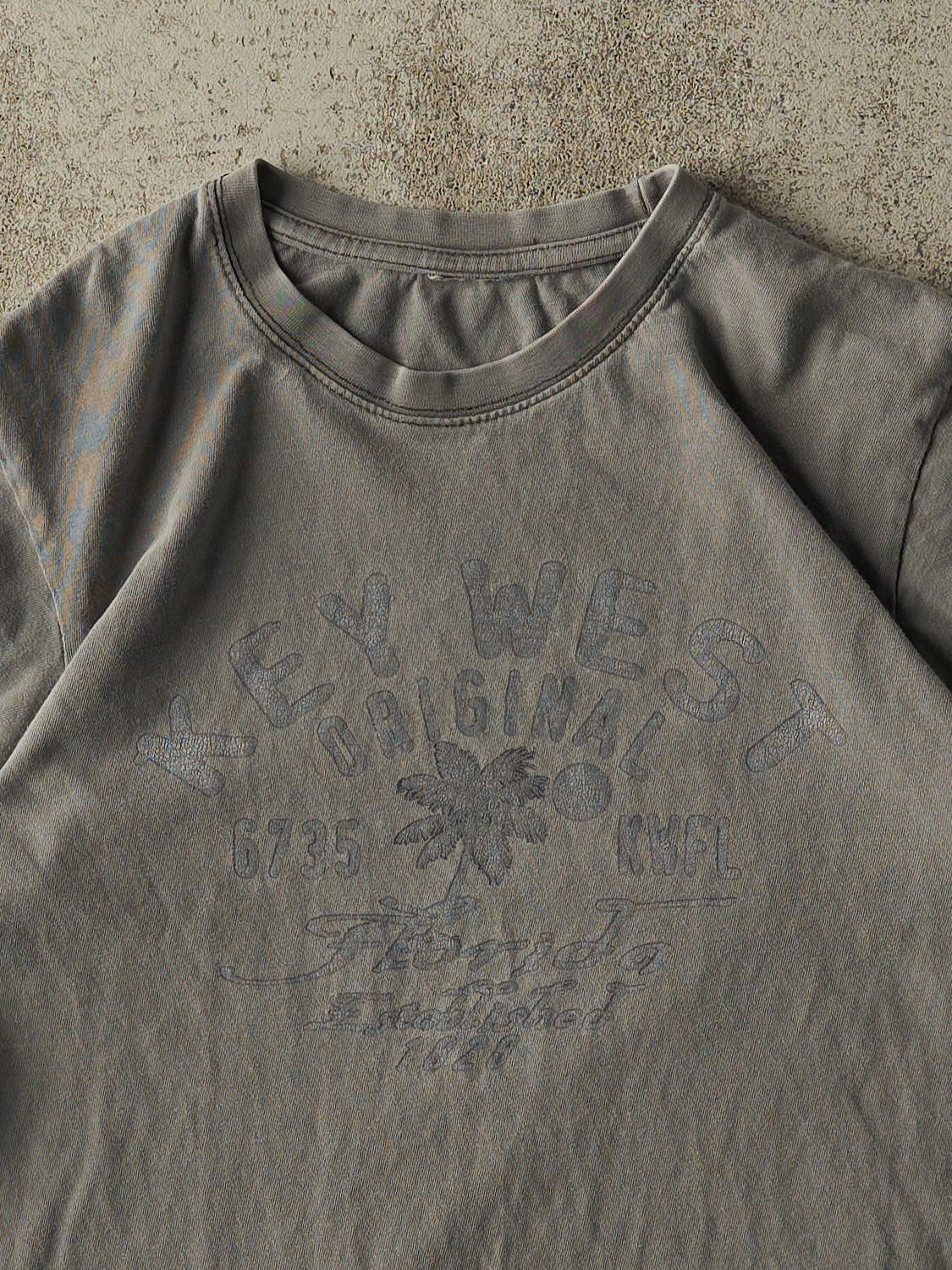 Vintage Y2K Grey Key West Florida Tee (S/M)