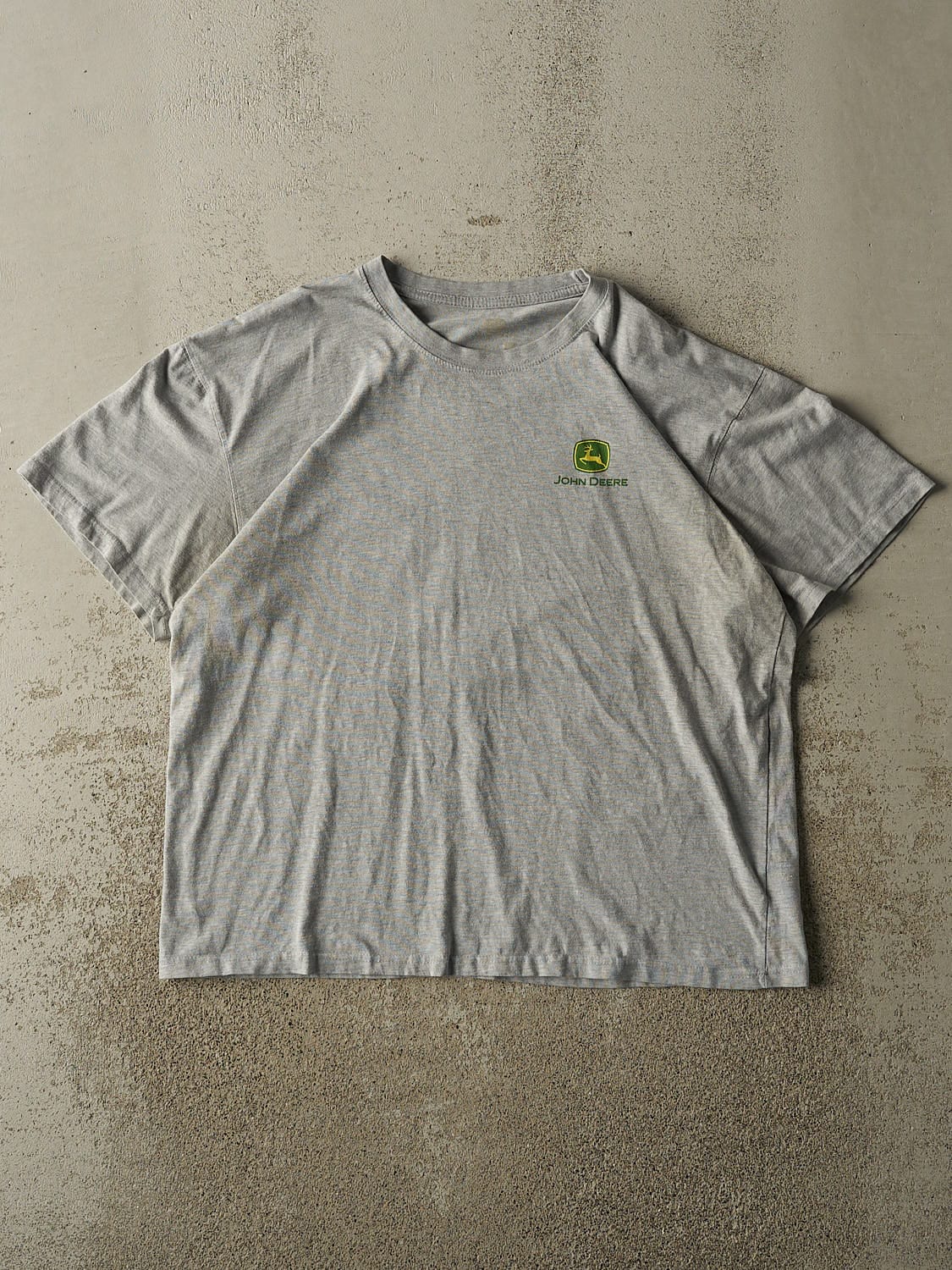 Vintage Y2K Heather Grey John Deere "Whats In Your Barn?" Tee (L/XL)