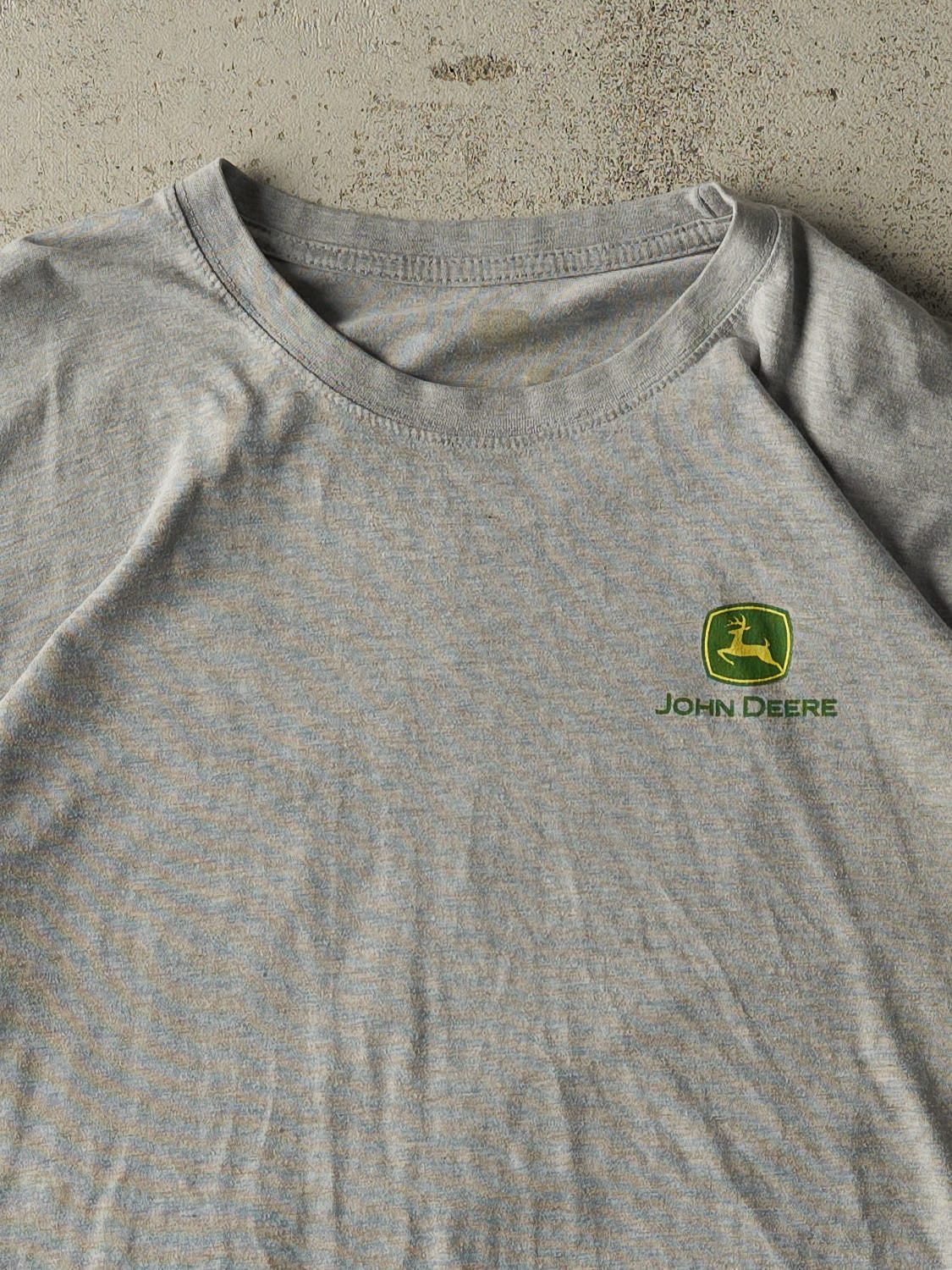 Vintage Y2K Heather Grey John Deere "Whats In Your Barn?" Tee (L/XL)