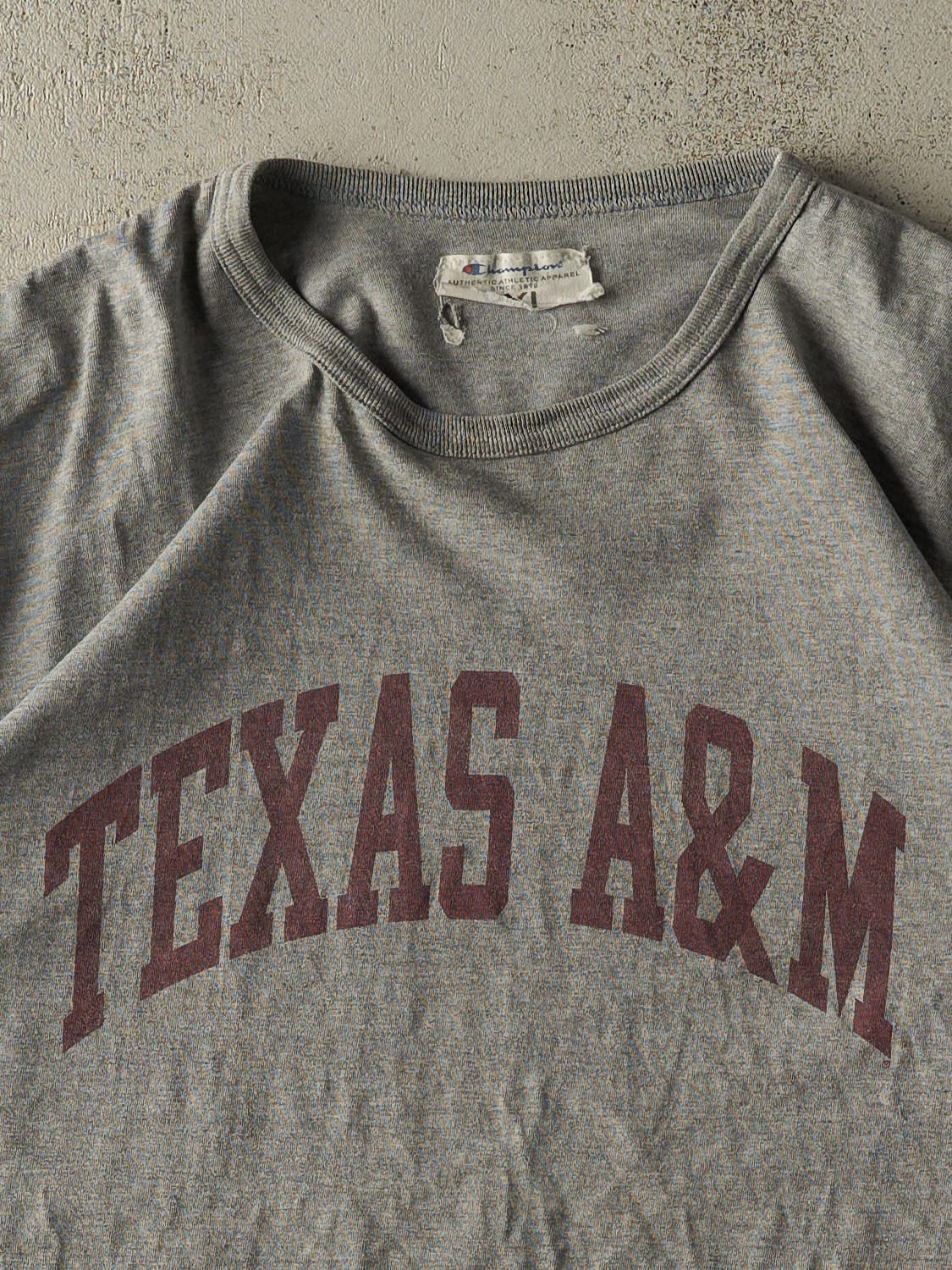 Vintage Y2K Grey Champion Texas A&M Tee (XXL)