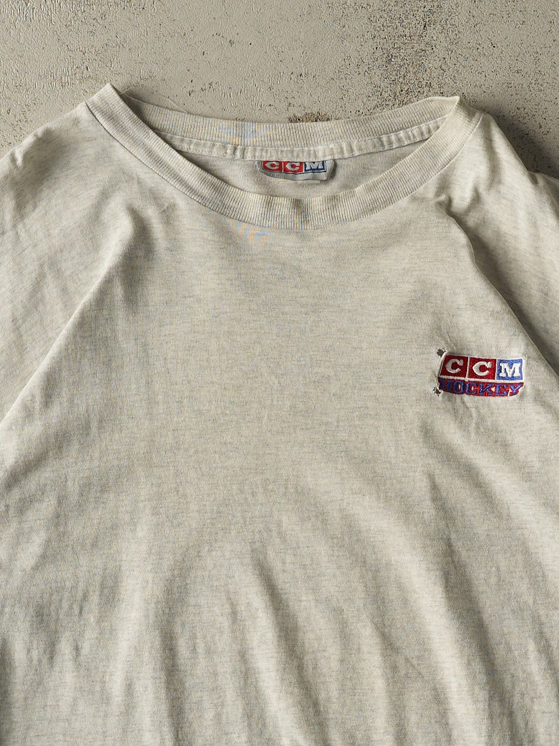 Vintage 90s Heather Grey CCM Hockey Tee (L/XL)