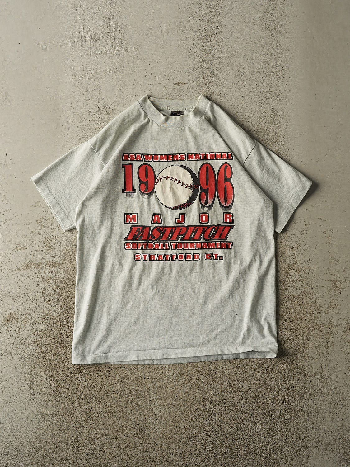 Vintage 96' Heather Grey ASA Women's National Fast Pitch Single Stitch Tee (M/L)