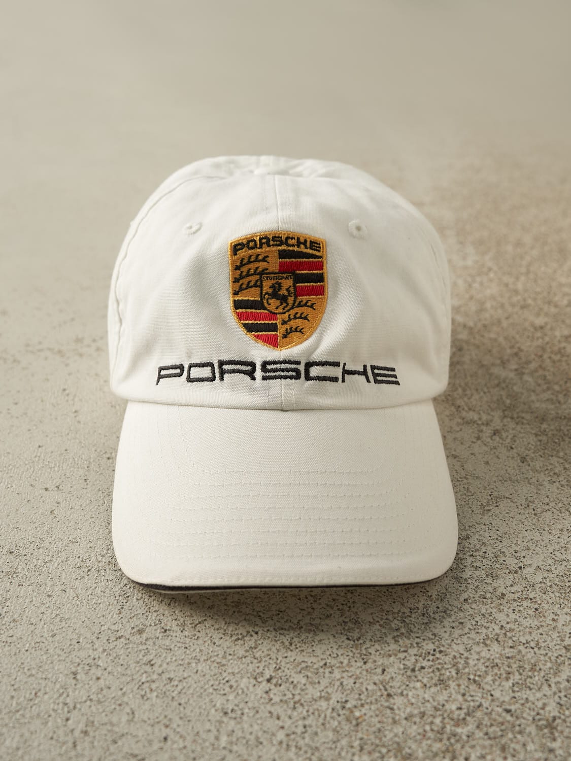 Vintage Y2K White Porsche Embroidered Strapback Hat (O/S)