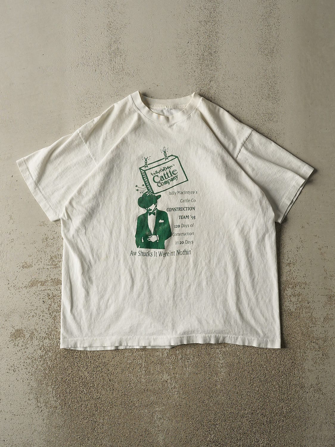 Vintage 93' White Billy MacIntyre's Cattle Company Tee (L/XL)