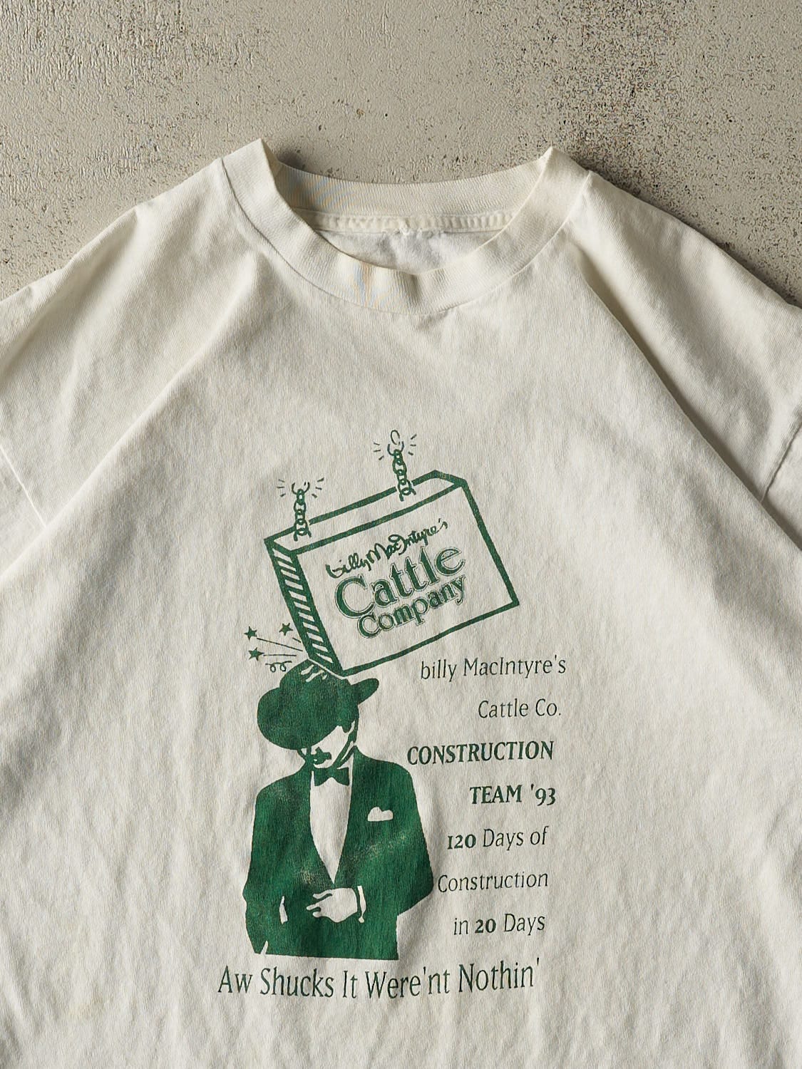Vintage 93' White Billy MacIntyre's Cattle Company Tee (L/XL)
