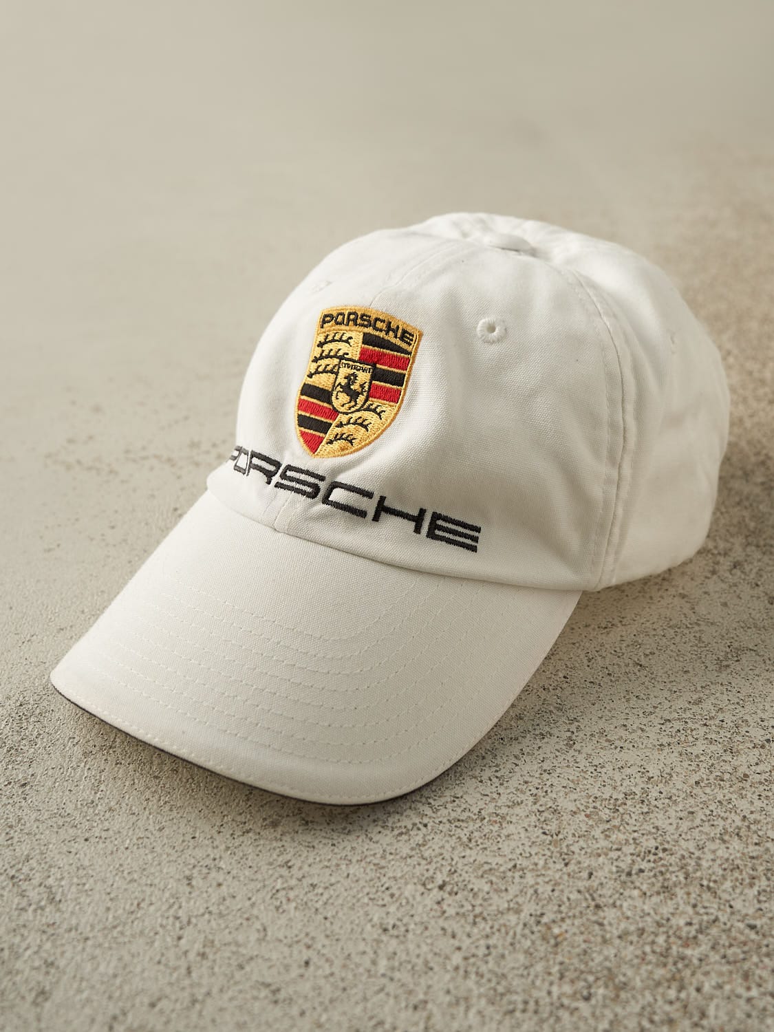 Vintage Y2K White Porsche Embroidered Strapback Hat (O/S)