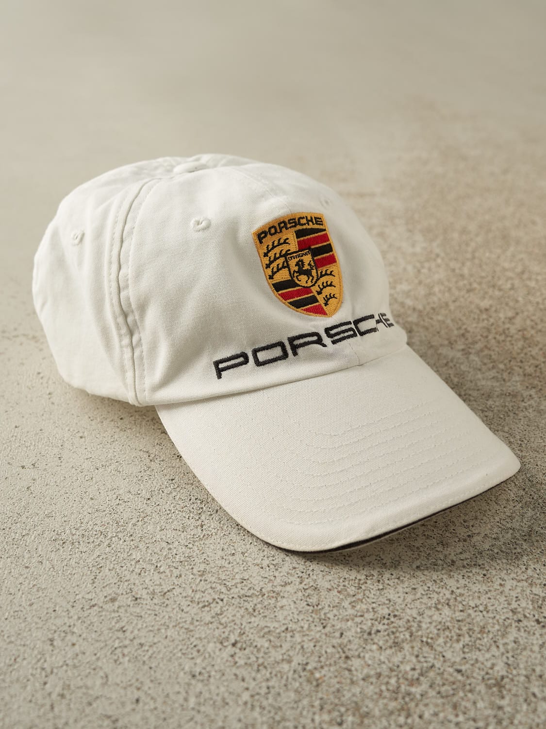 Vintage Y2K White Porsche Embroidered Strapback Hat (O/S)
