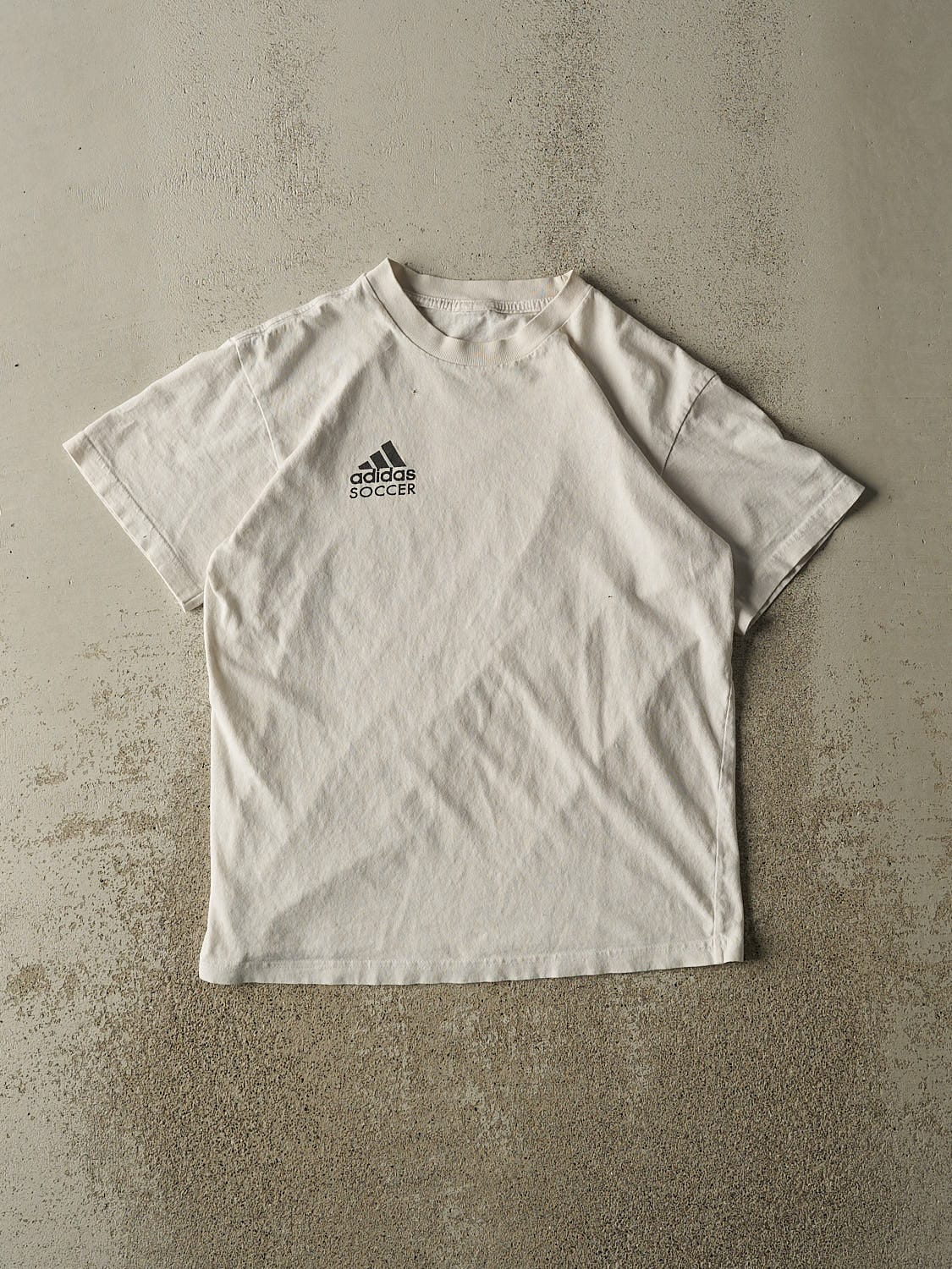 Vintage 90s White Adidas Soccer Tee (S/M)