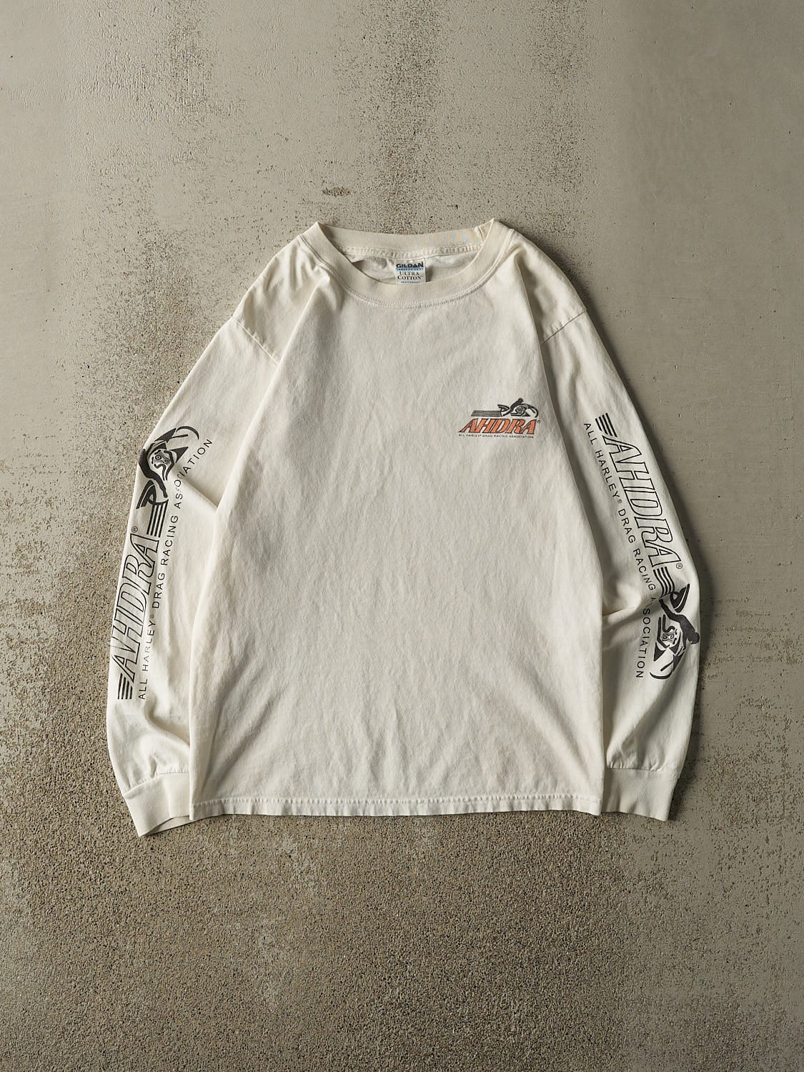 Vintage Y2K Beige AHDRA Racing Long Sleeve (S/M)