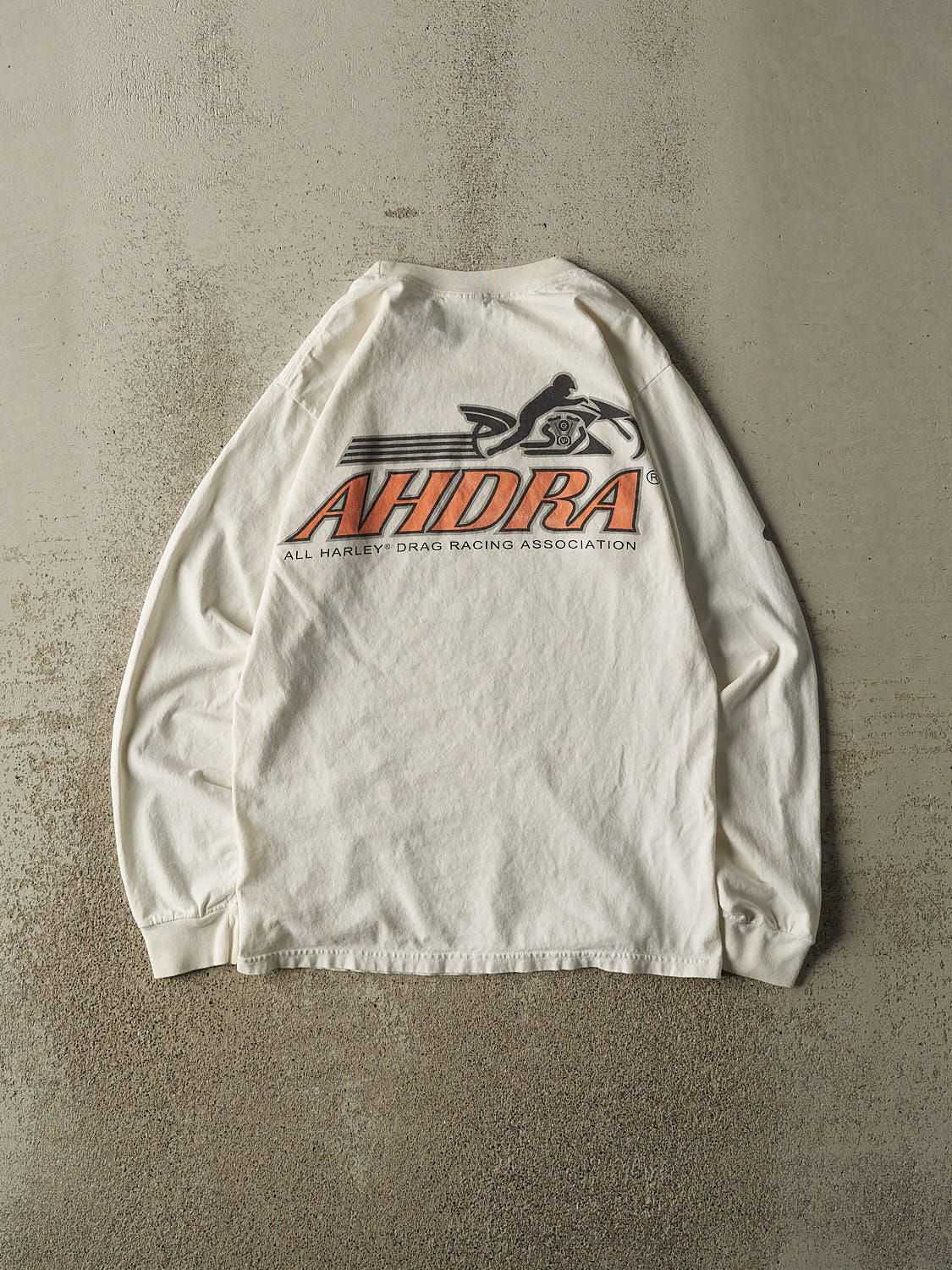 Vintage Y2K Beige AHDRA Racing Long Sleeve (S/M)