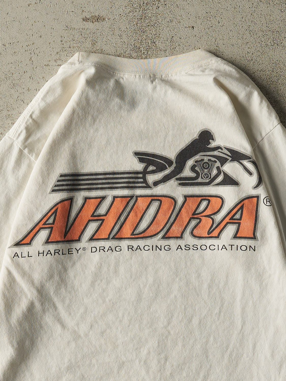 Vintage Y2K Beige AHDRA Racing Long Sleeve (S/M)