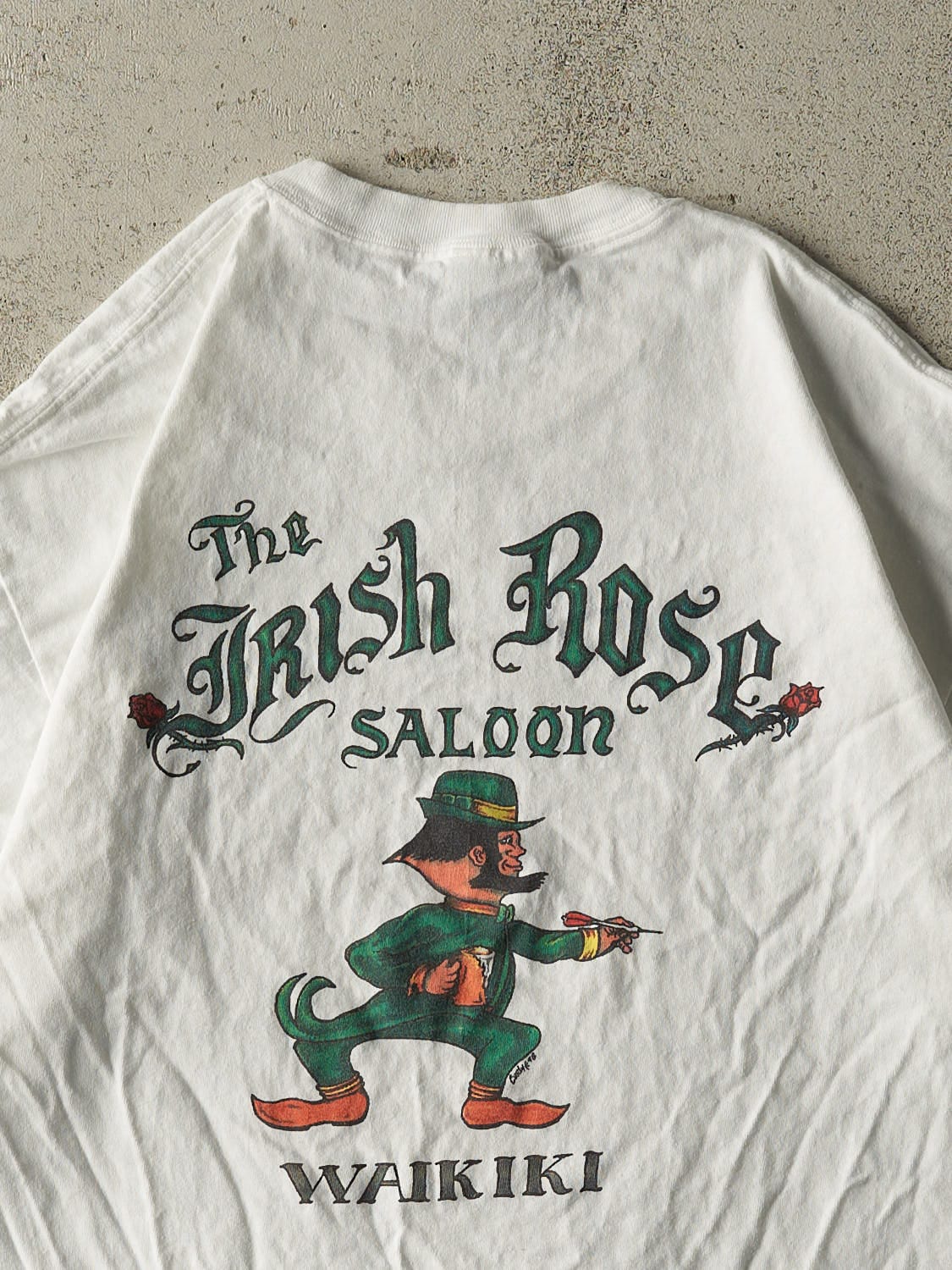Vintage 90s White Irish Rose Saloon Tee (L/XL)