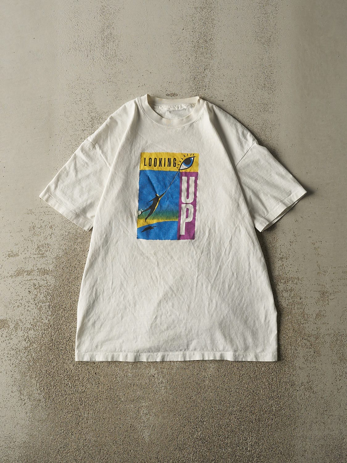 Vintage 90s White Looking Up Single Stitch Tee (L)