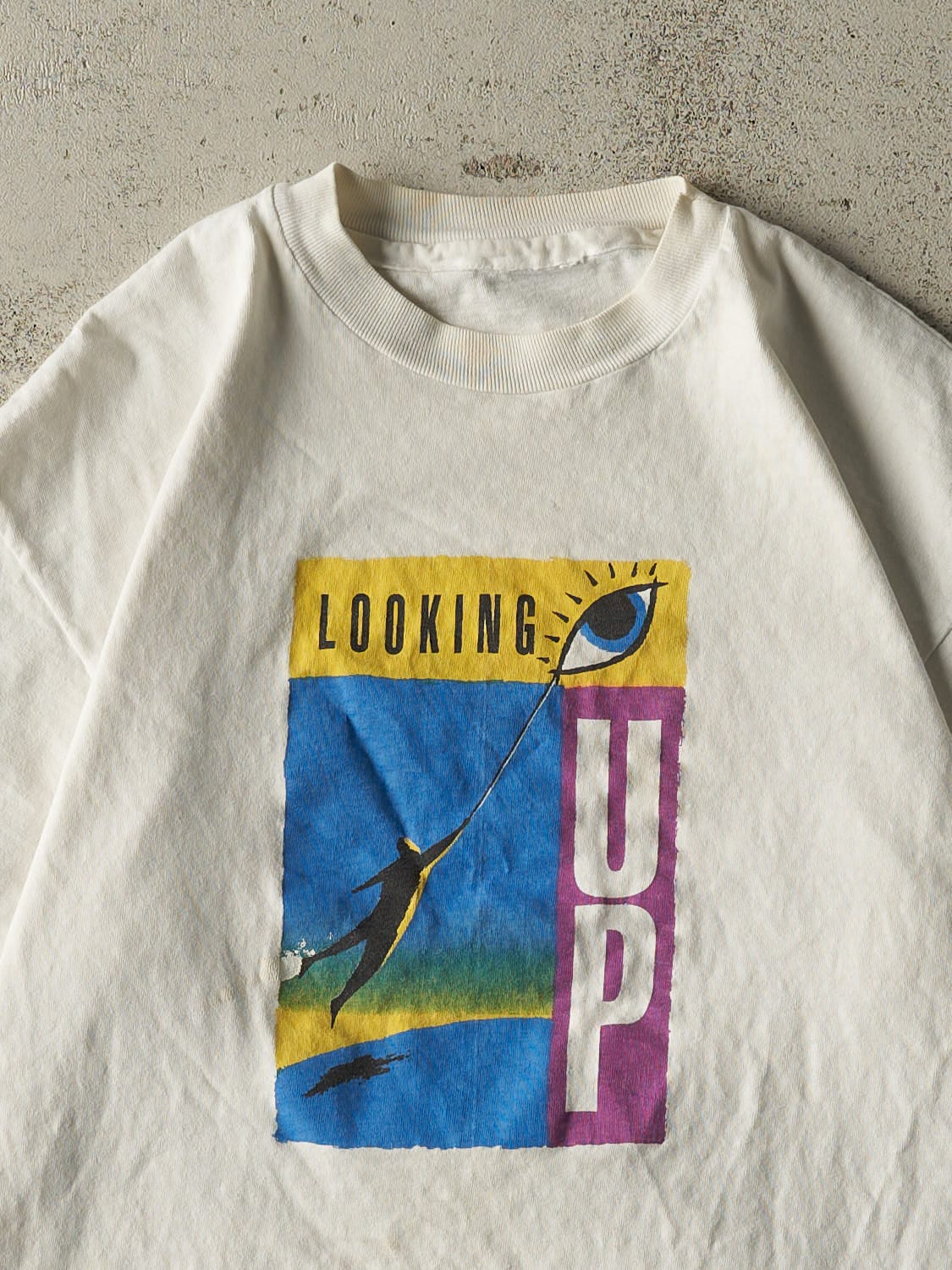 Vintage 90s White Looking Up Single Stitch Tee (L)