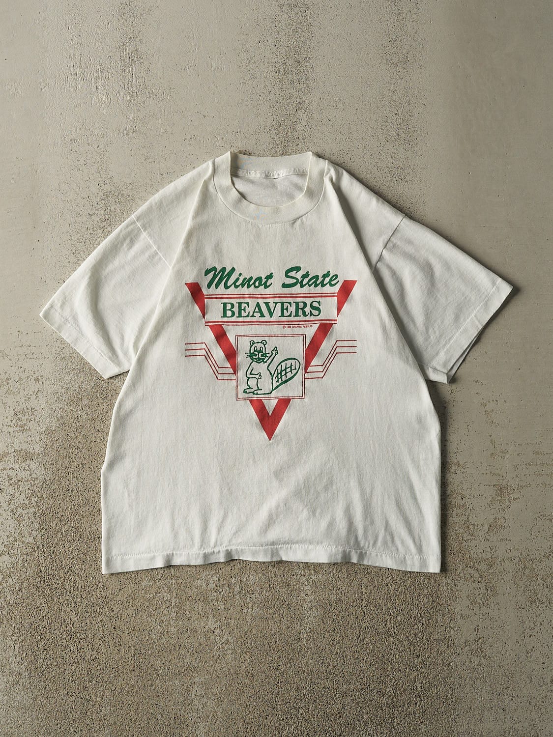 Vintage 92' White Minot State Beavers Single Stitch Tee (M)