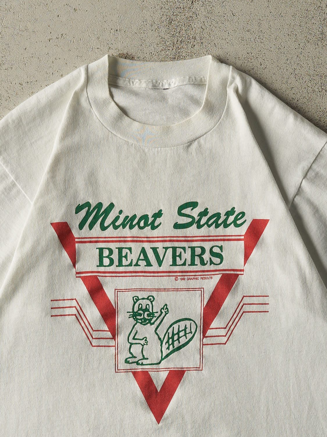 Vintage 92' White Minot State Beavers Single Stitch Tee (M)