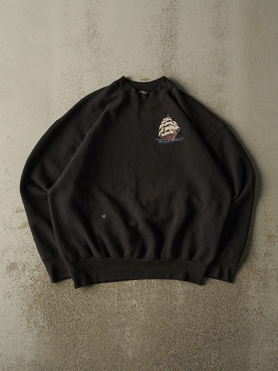 Vintage 90s Black Ship Embroidered Crewneck (L/XL)