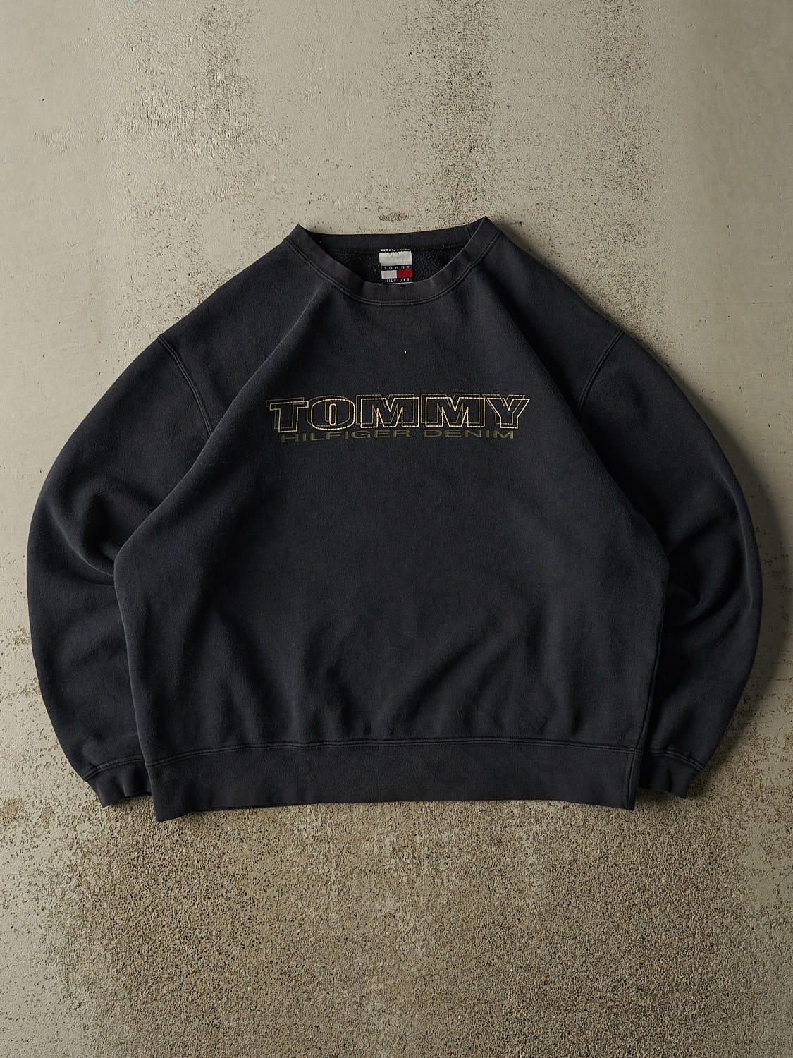 Vintage 90s Faded Black Tommy Hilfiger Denim Crewneck (M/L)