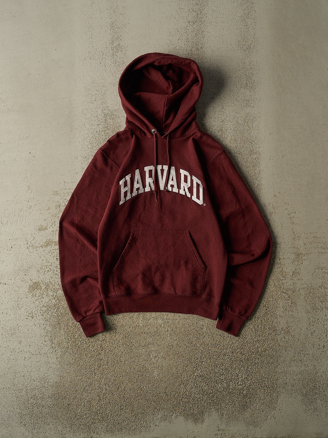 Vintage Y2K Burgundy Harvard University Embroidered Hoodie (XS)