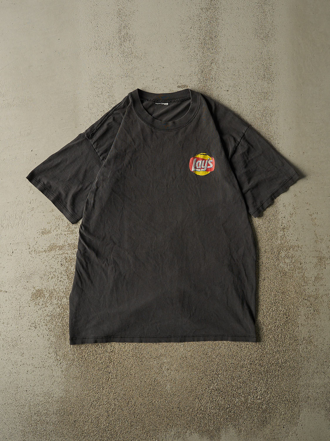 Vintage 90s Faded Black Lay's Logo Tee (XL)