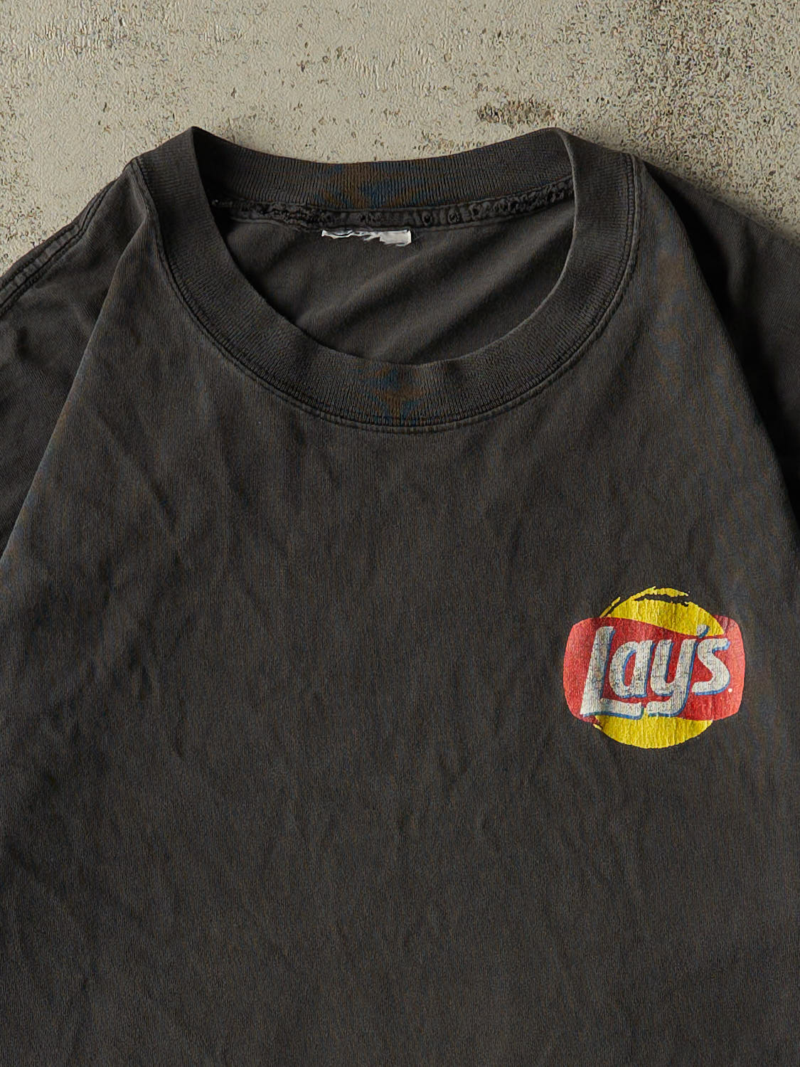 Vintage 90s Faded Black Lay's Logo Tee (XL)