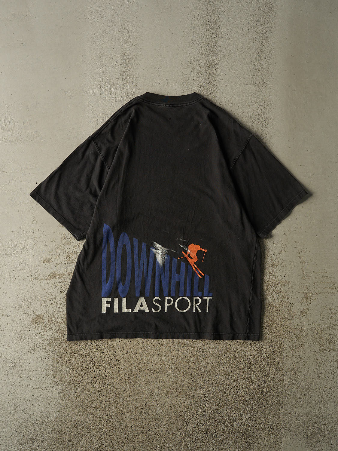 Vintage 90s Faded Black Fila Sport Down Hill Skiing Tee (XL/XXL)